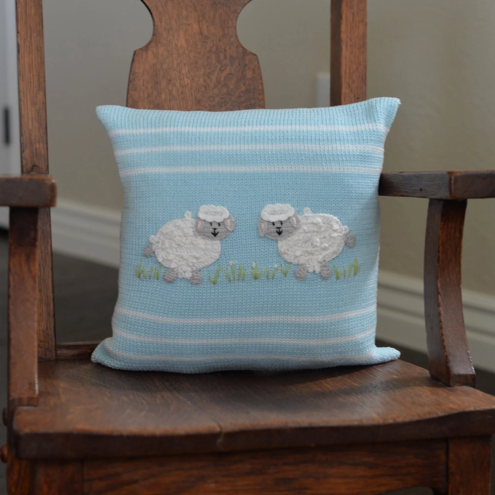 Lamb 10" Pillow, Blue - Image 3