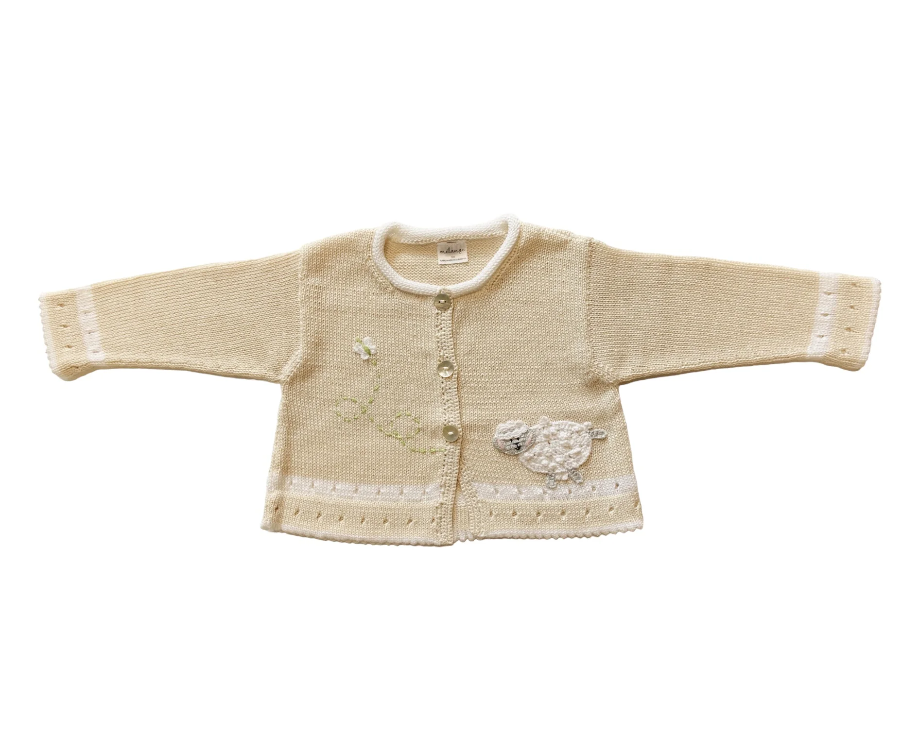 Lamb Cardigan, Ecru, Girls - Image 2