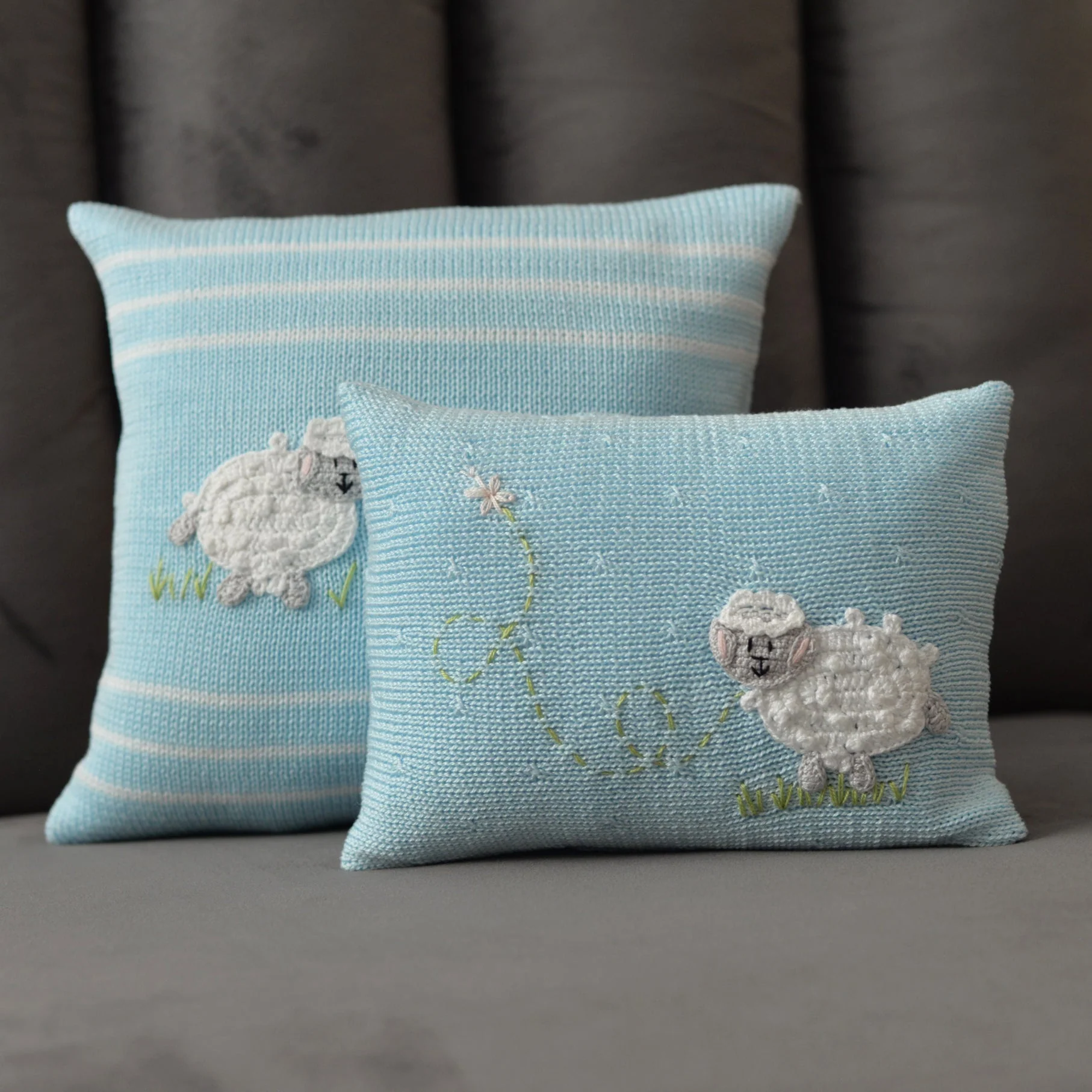 Lamb Mini Pillow, Blue - Image 3