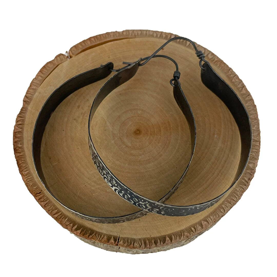 Large Wide Oxidized Hoops - Image 2