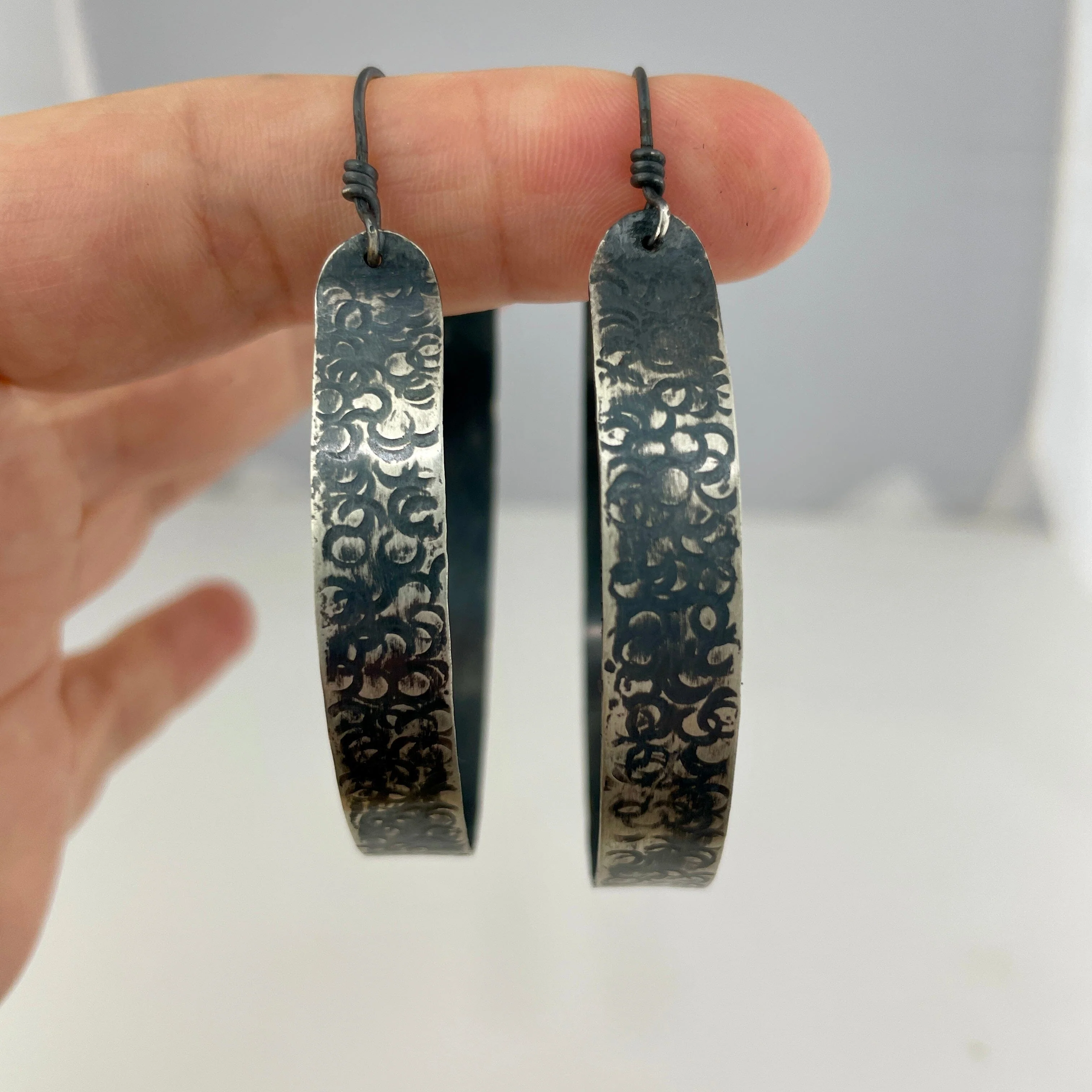 Large Wide Oxidized Hoops - Image 3