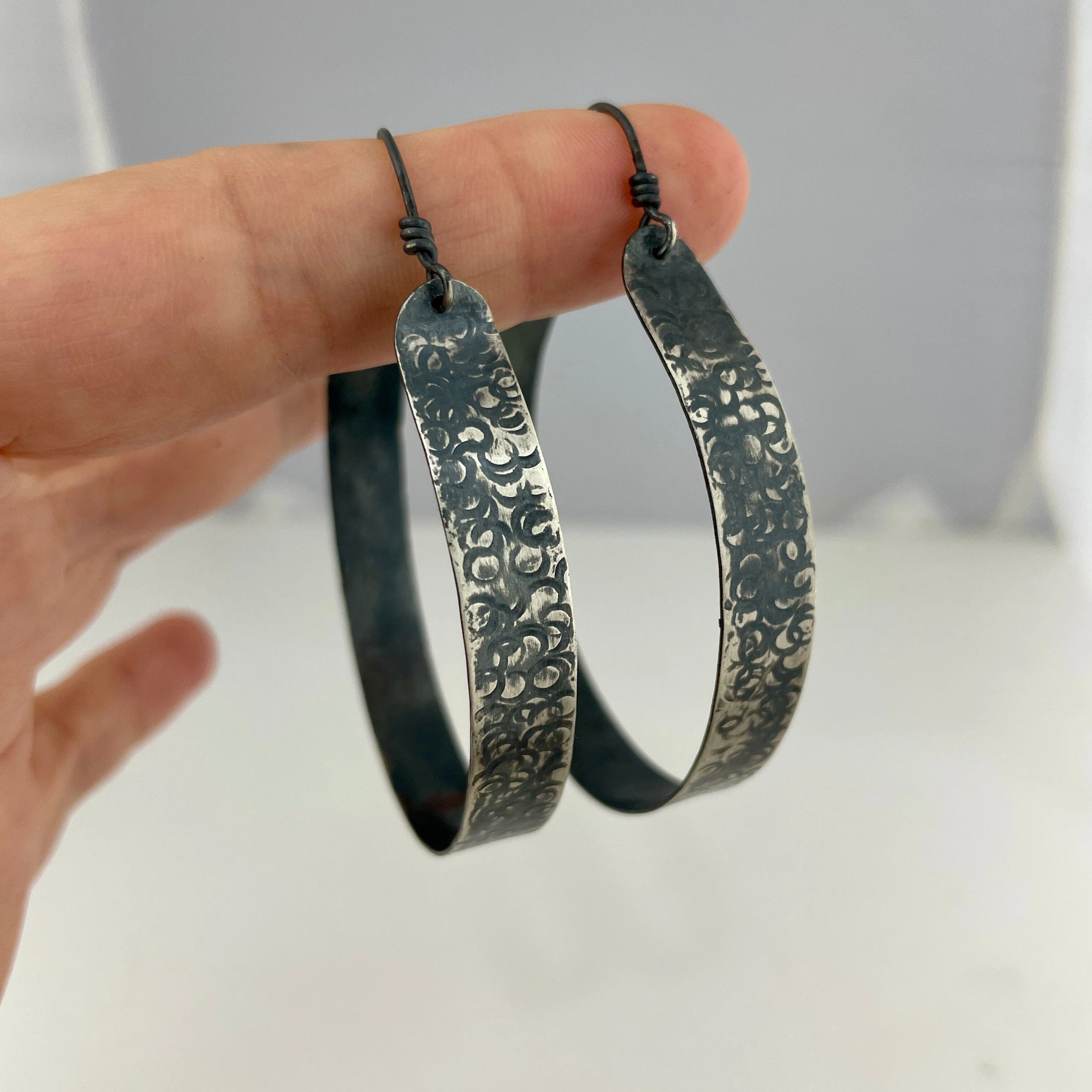 Large Wide Oxidized Hoops - Image 4