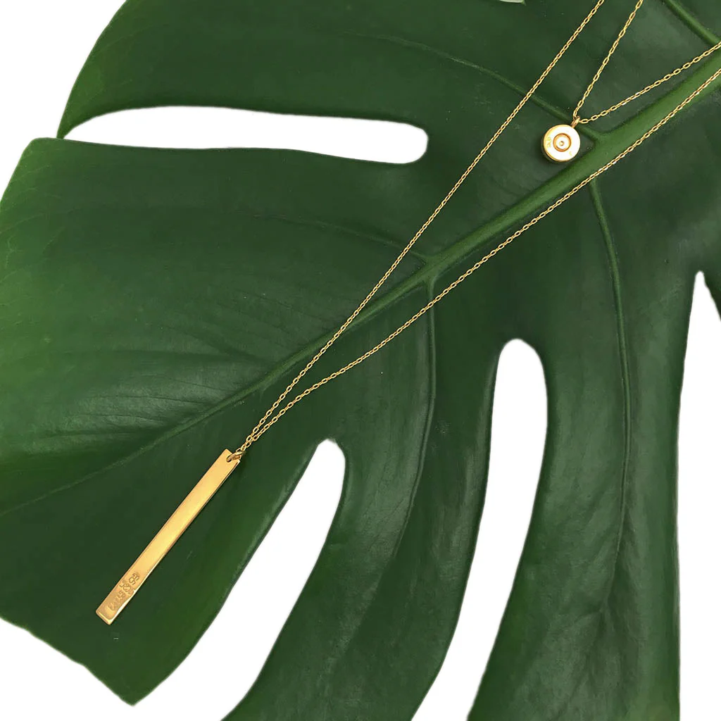 Layered Bar Bullet Necklace - Image 4