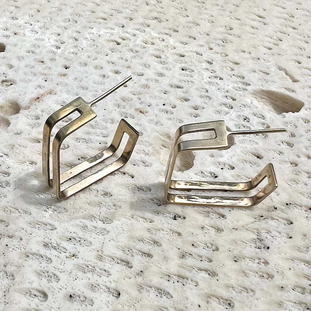 Layered Square Hoop Earrings - Image 2