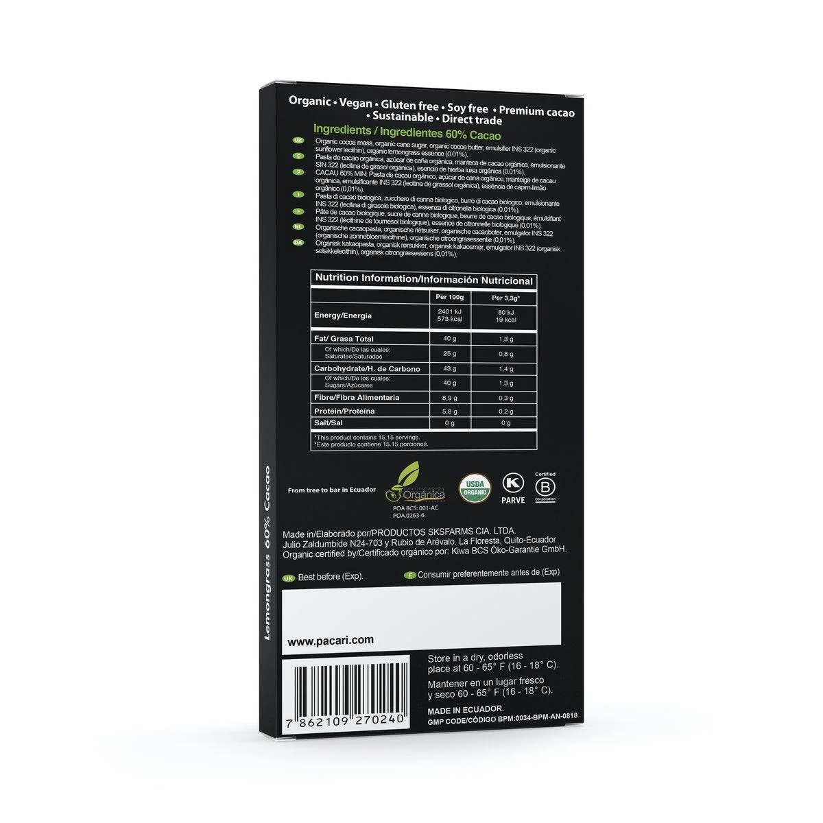 Lemongrass Organic Chocolate Bar - Image 3