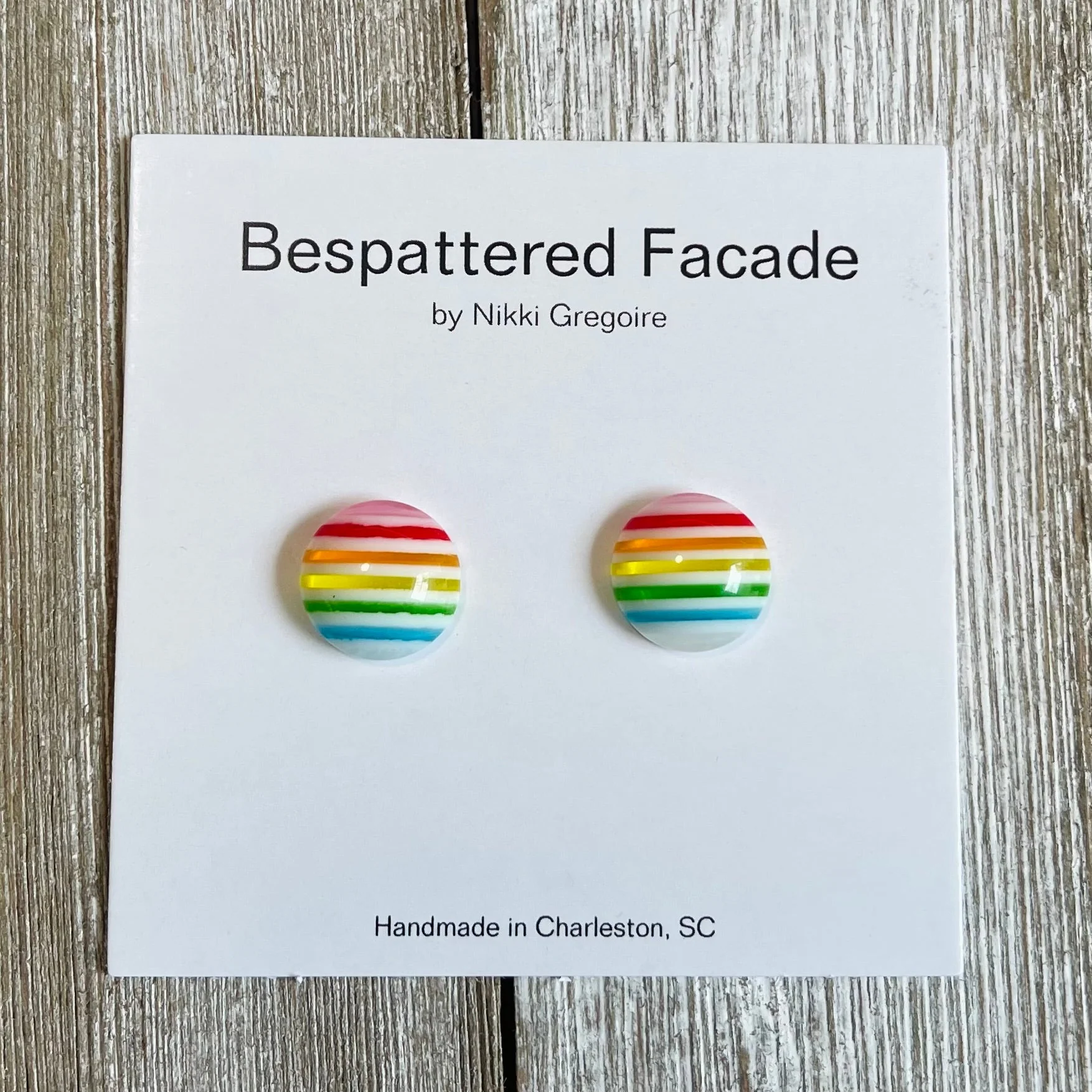 Light Rainbow Stripes Stud Earrings - Image 2