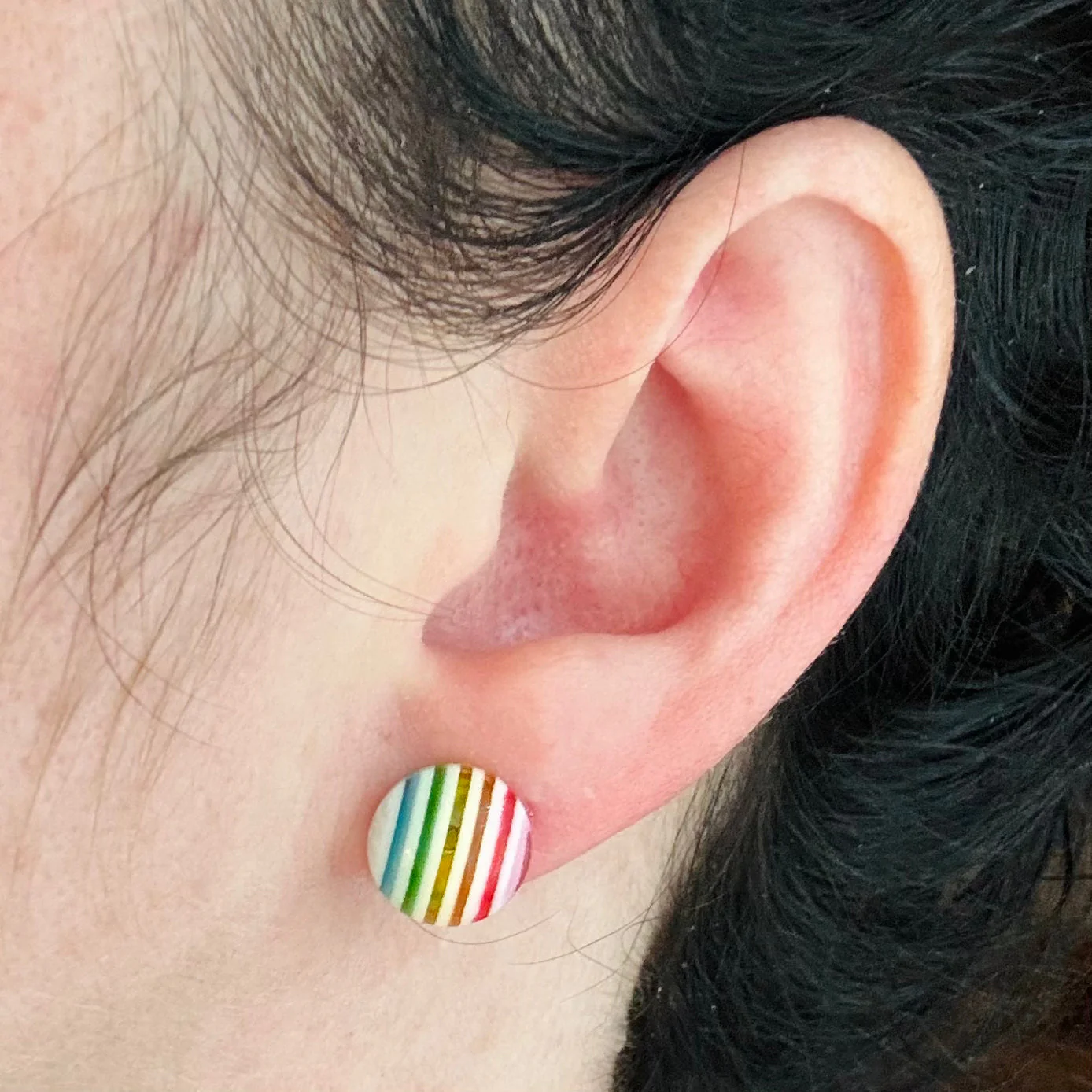 Light Rainbow Stripes Stud Earrings - Image 3