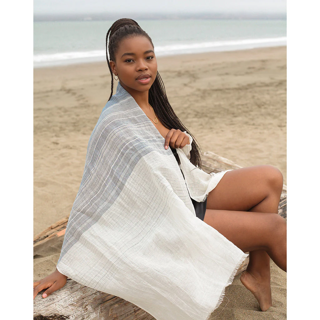 Linen Cotton Blend Wrap Scarf - Image 2