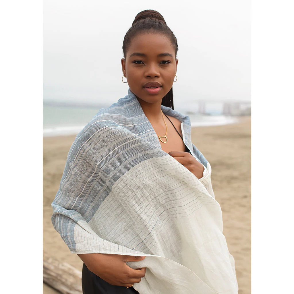 Linen Cotton Blend Wrap Scarf - Image 3