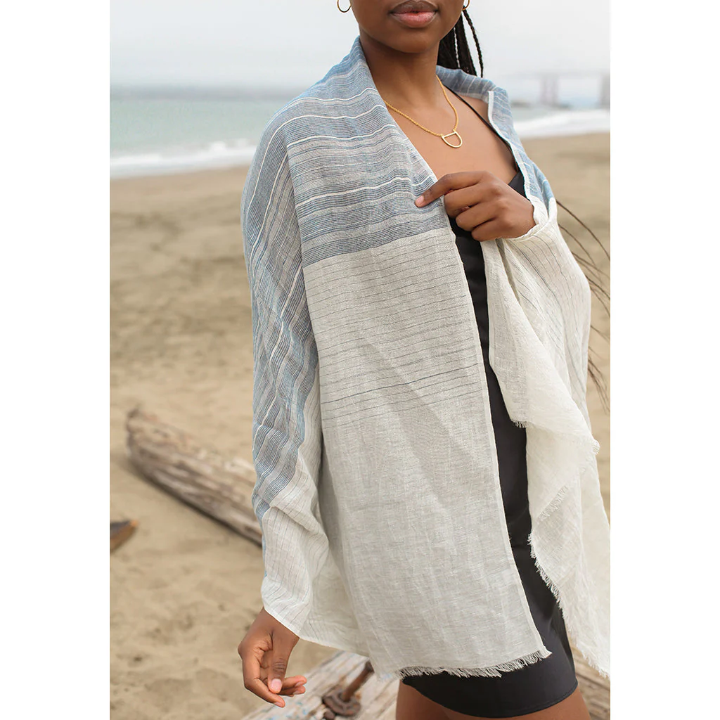 Linen Cotton Blend Wrap Scarf - Image 4