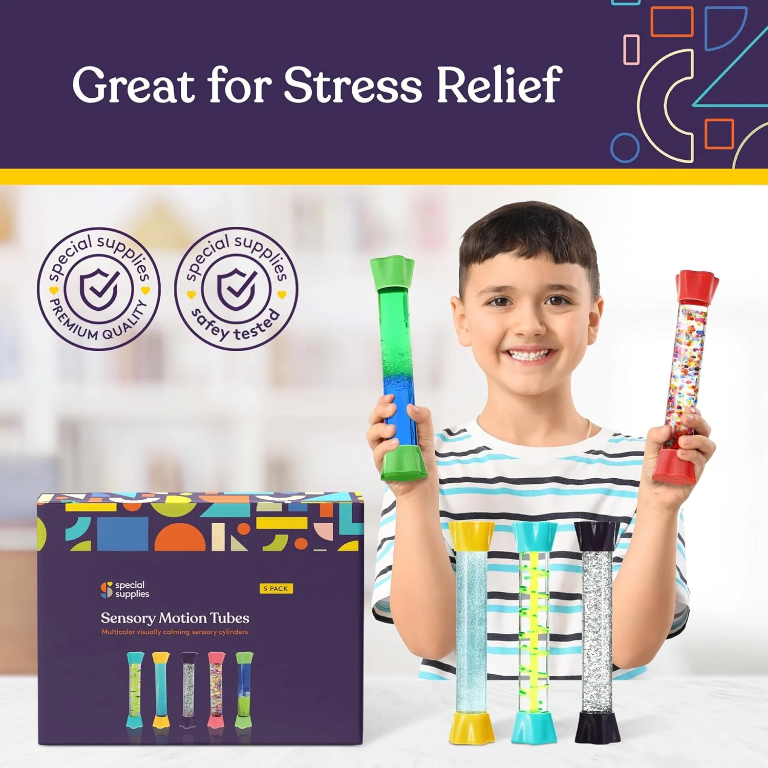 Liquid Motion Bubbler Toy Cool Tubes 5-Pack Colorful Hourglass Timer with Droplet Movement, Bedroom, Sensory Play, Cool Home or School - Image 3
