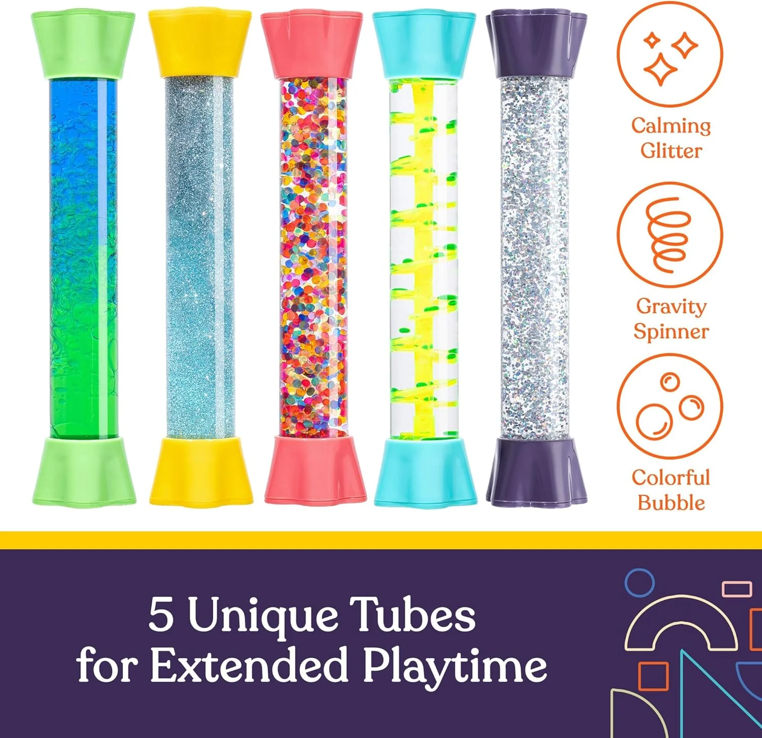 Liquid Motion Bubbler Toy Cool Tubes 5-Pack Colorful Hourglass Timer with Droplet Movement, Bedroom, Sensory Play, Cool Home or School - Image 6