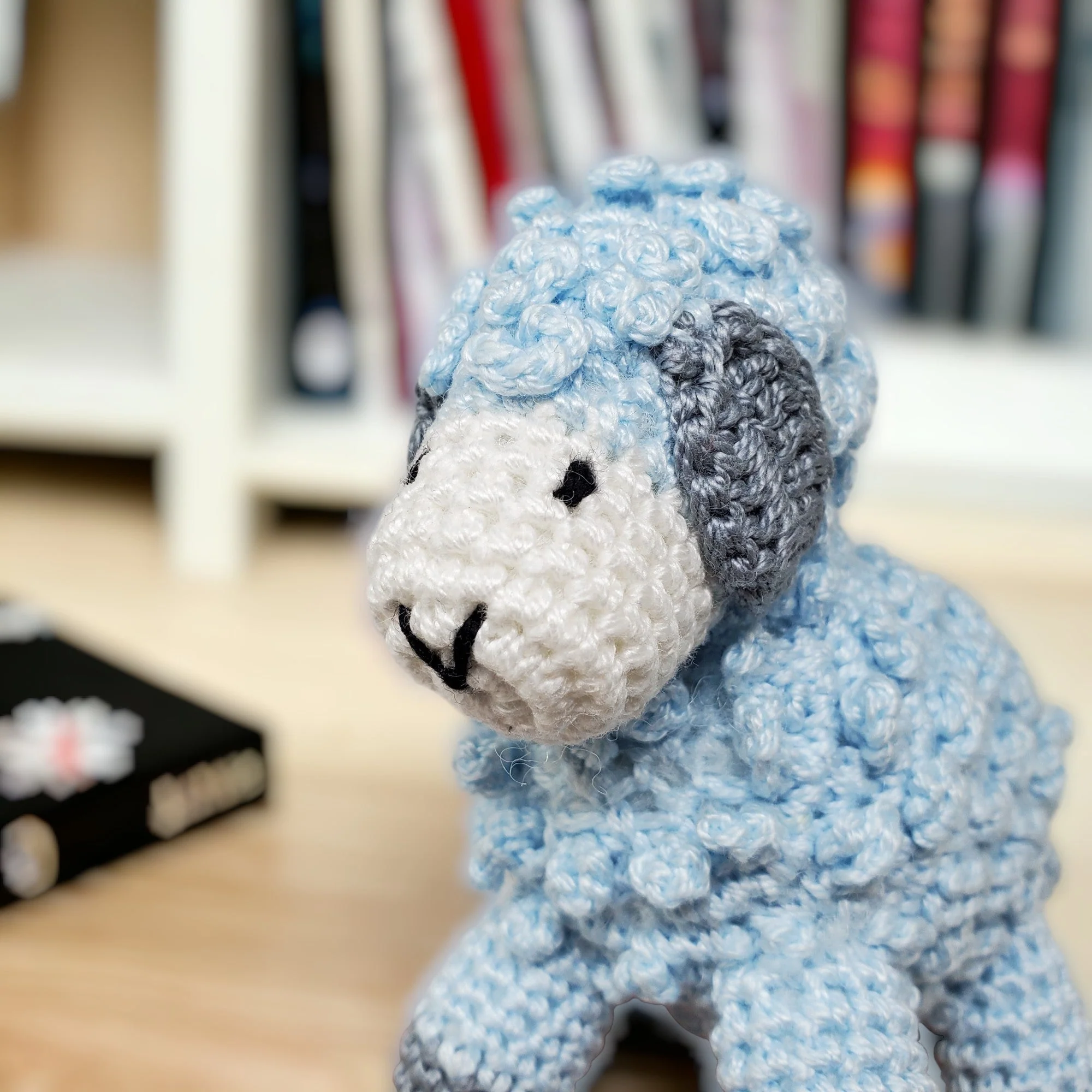Little Crochet Lamb, Blue - Image 3