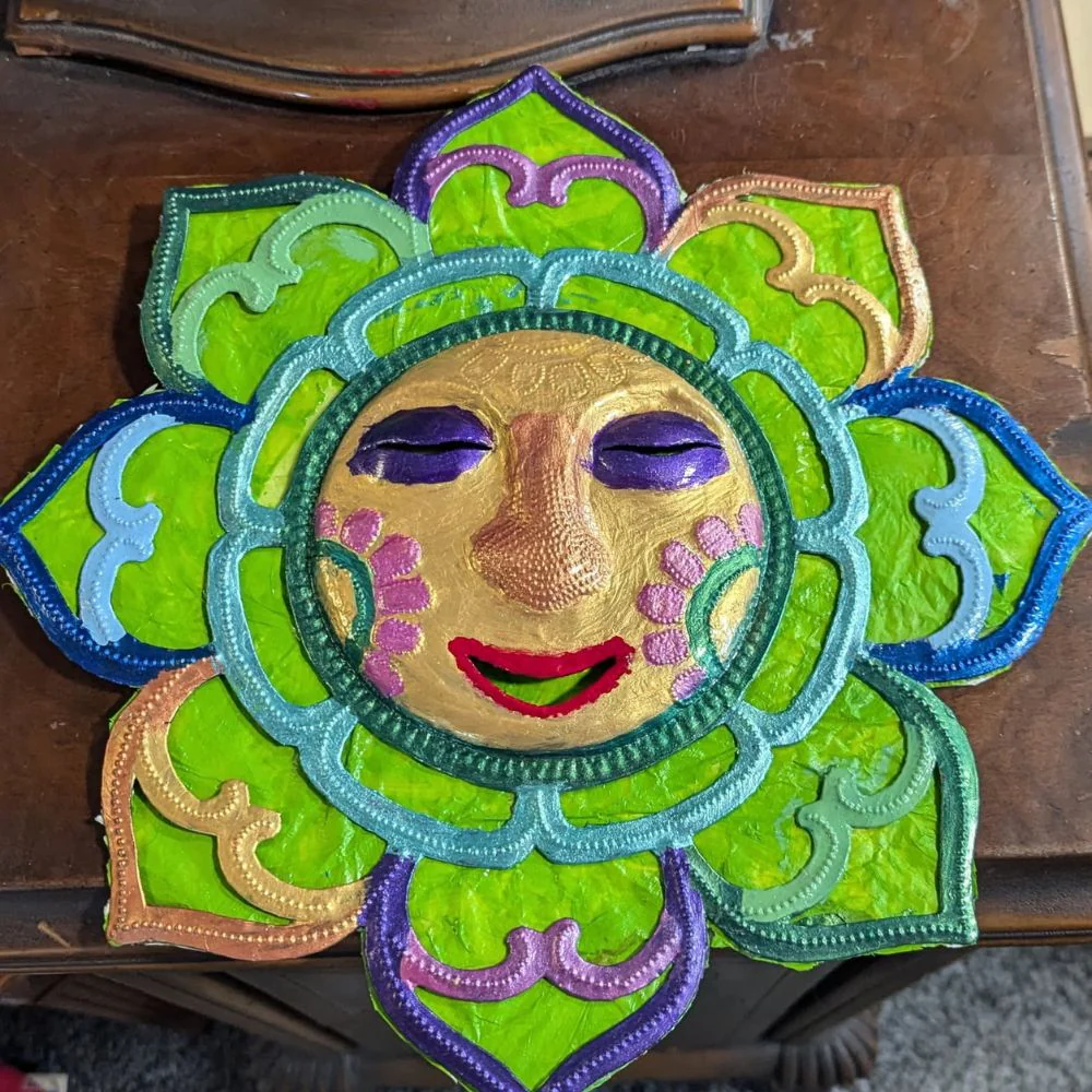 Lotus Sun Recycled Metal Wall Art 12" - Image 3