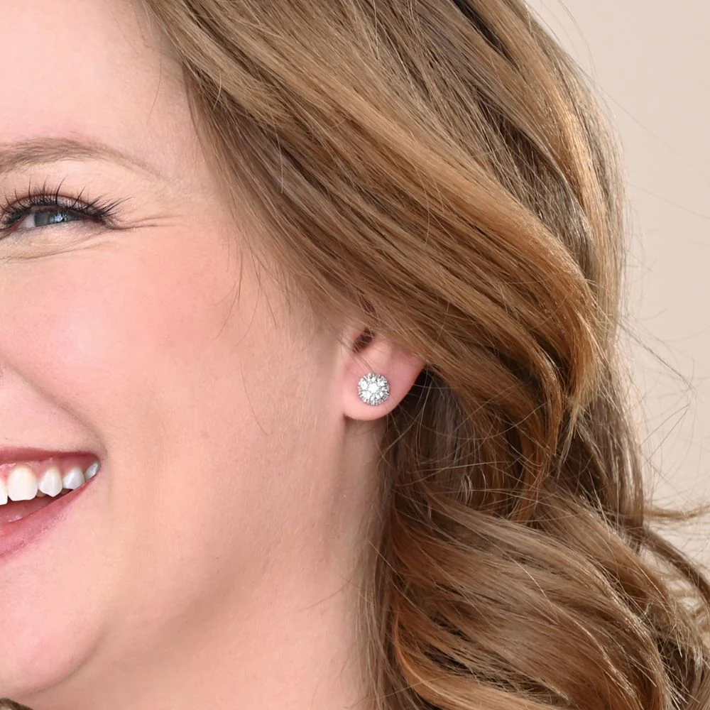 Lustre Bloom Stud Earrings in Platinum - Image 2