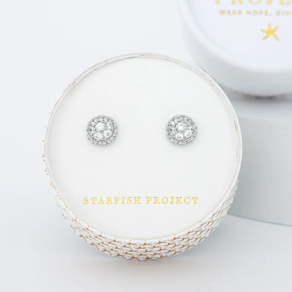Lustre Bloom Stud Earrings in Platinum - Image 4