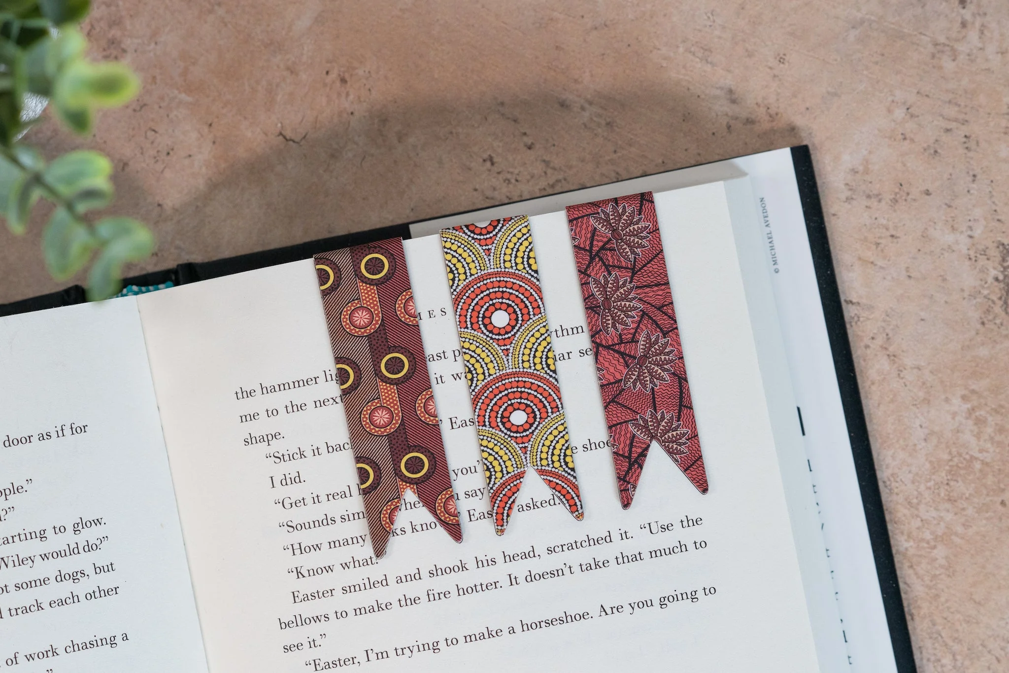 Magnetic Bookmark Set - African Print (Red Blossom, BP, Red and Yellow) - Image 2