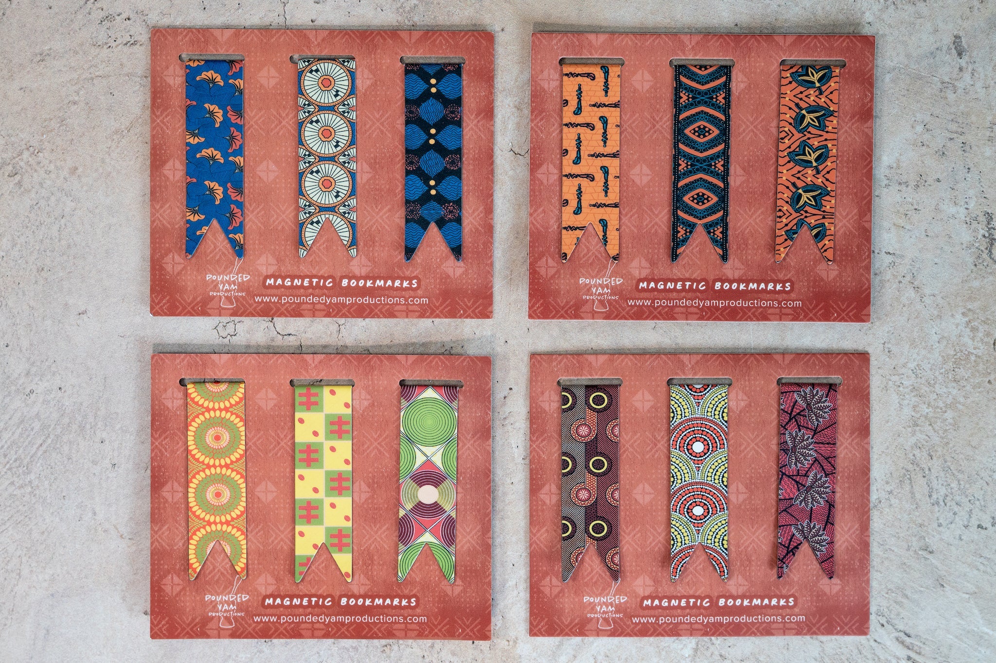 Magnetic Bookmark Set - African Print (Red Blossom, BP, Red and Yellow) - Image 4