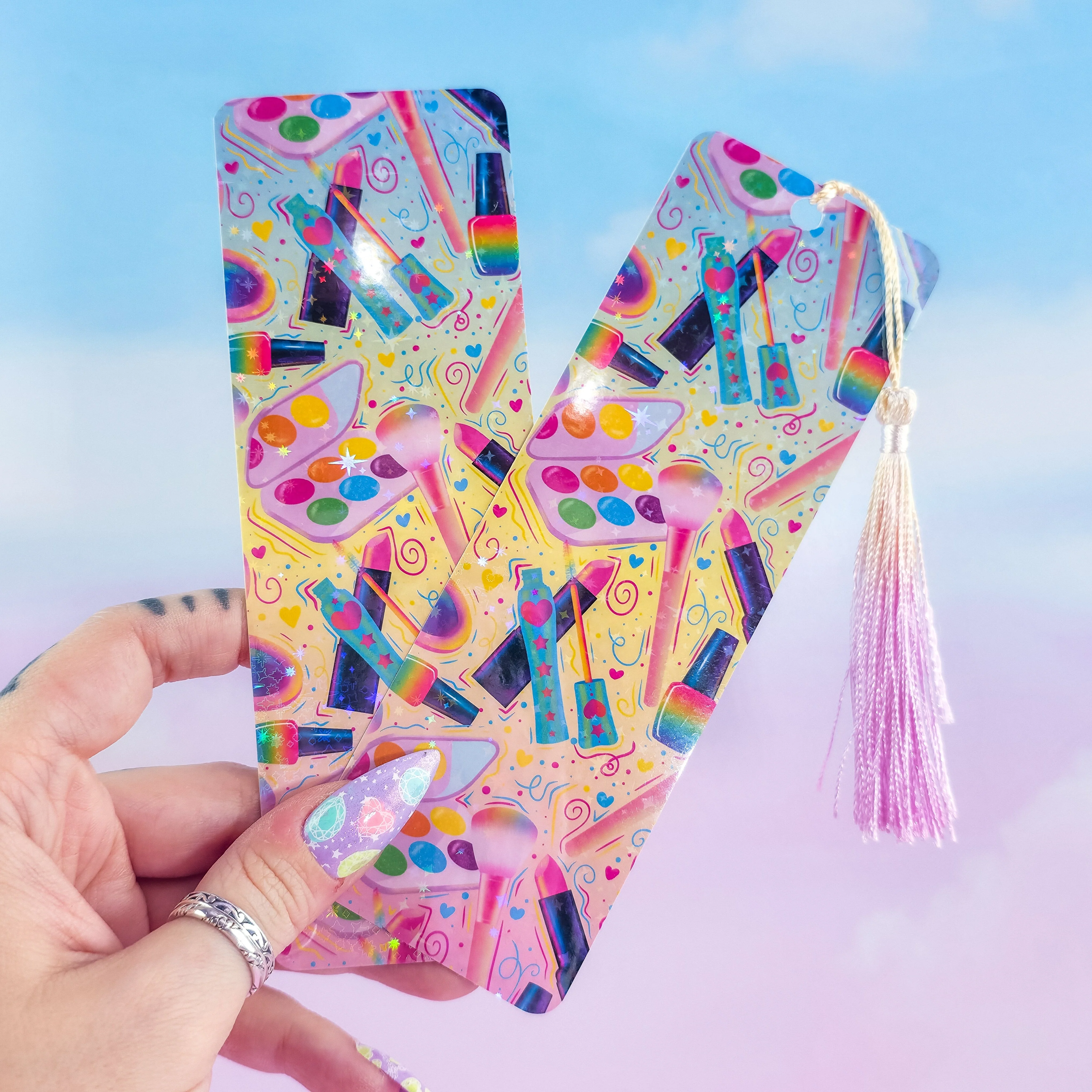 Makeup Holographic Bookmark – Cute Colorful Beauty Bookmark, Book Lover Gift - Image 3