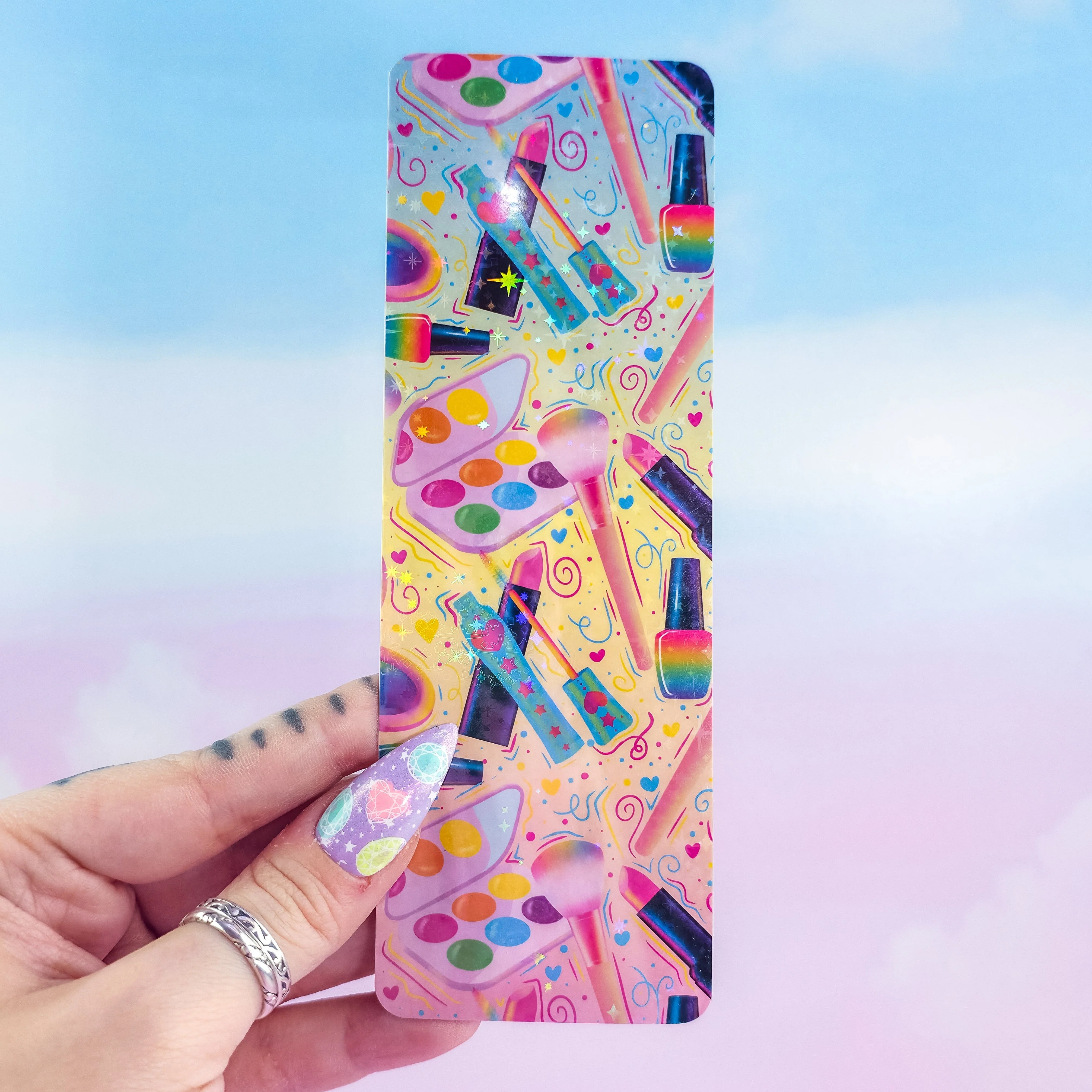Makeup Holographic Bookmark – Cute Colorful Beauty Bookmark, Book Lover Gift - Image 4