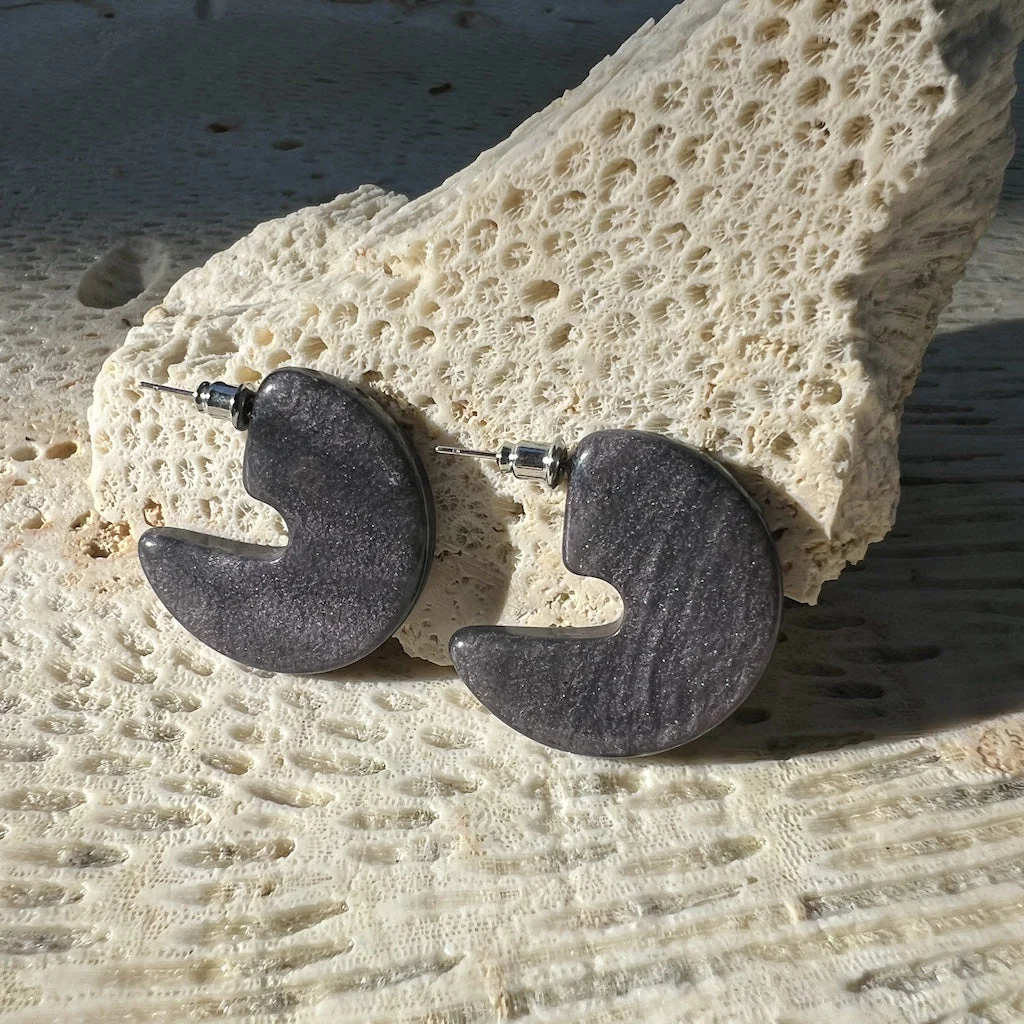 Marbled Resin Hoop Earrings - Image 2