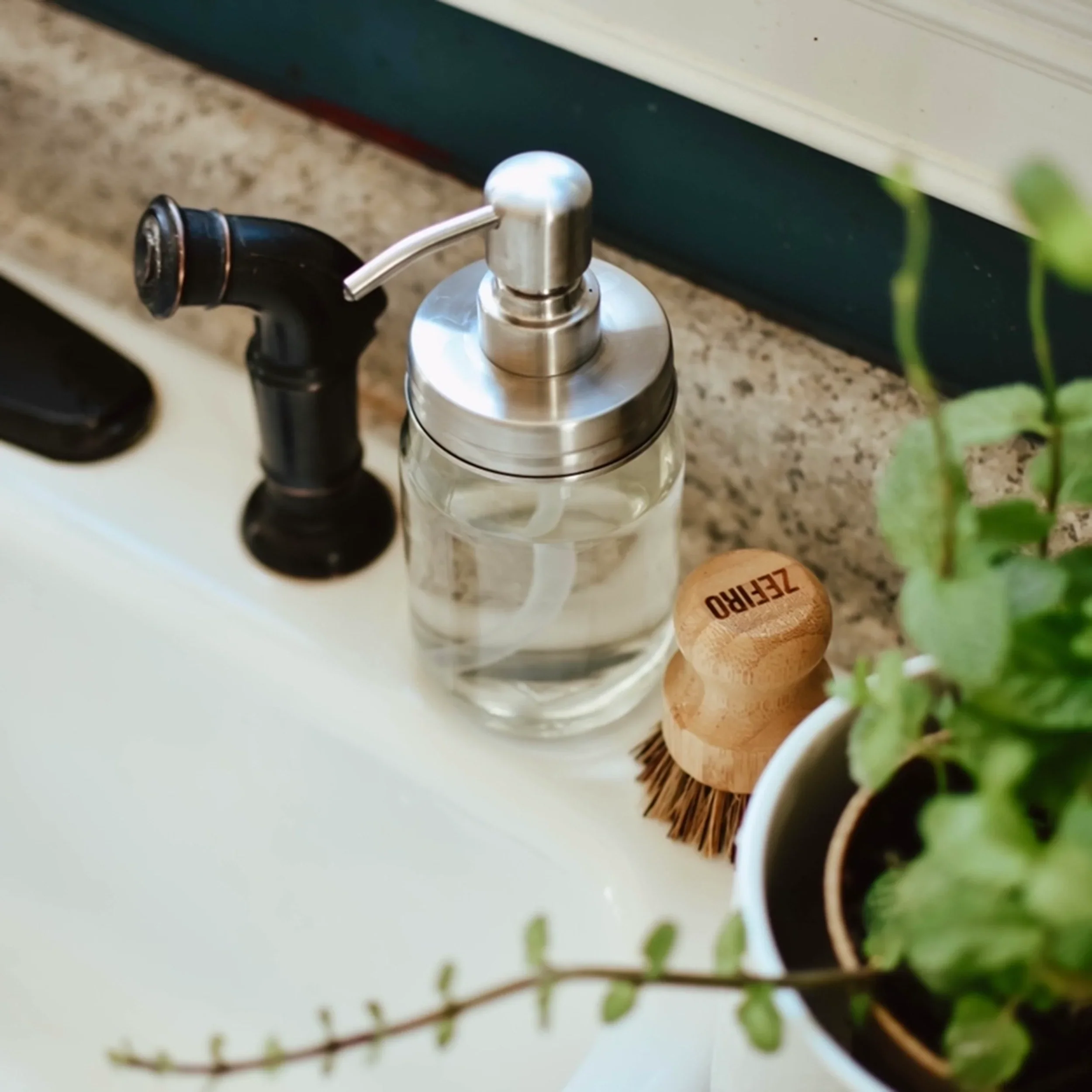 Mason Jar Soap Pump (Silver) | Stainless Steel Reusable Dispenser Top | Plastic-Free Bathroom Upgrade - Image 2
