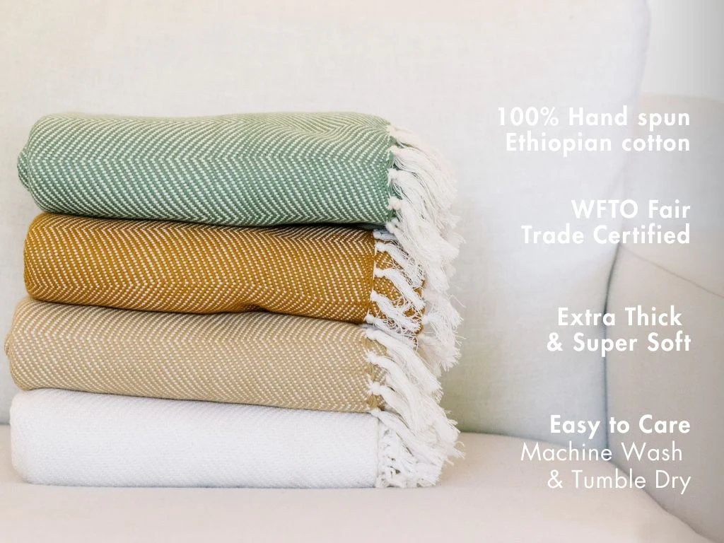 Mechot Handwoven Ethiopian Cotton Throw Blanket - Image 2