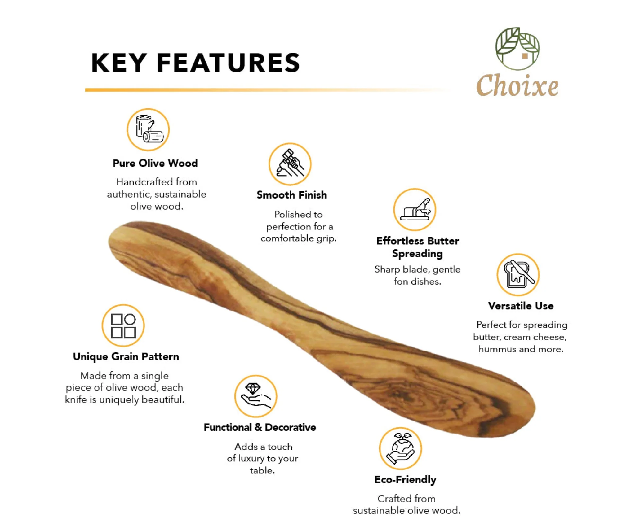 Mediterranean Olive Wood Butter Knife - Image 4