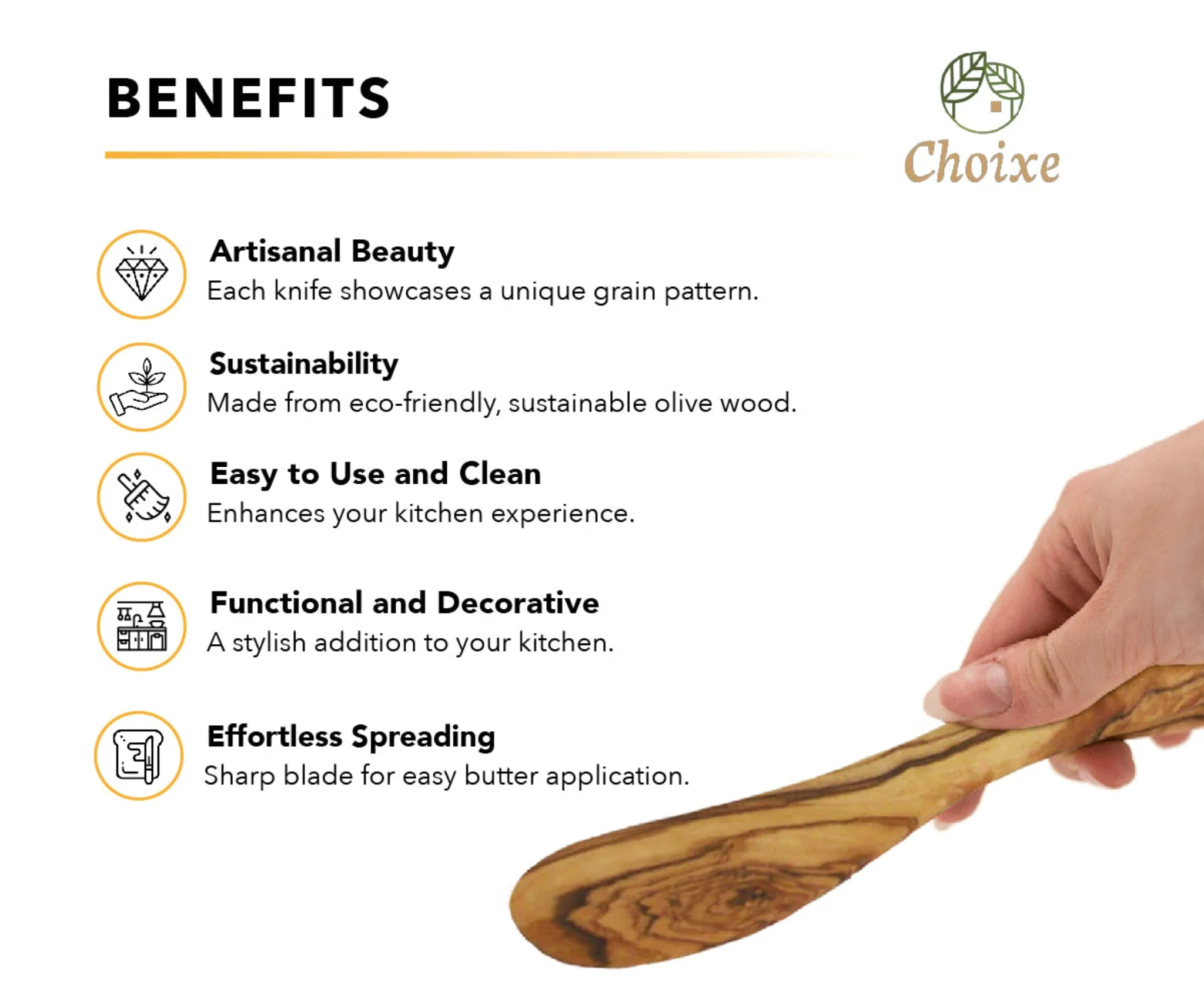 Mediterranean Olive Wood Butter Knife - Image 5