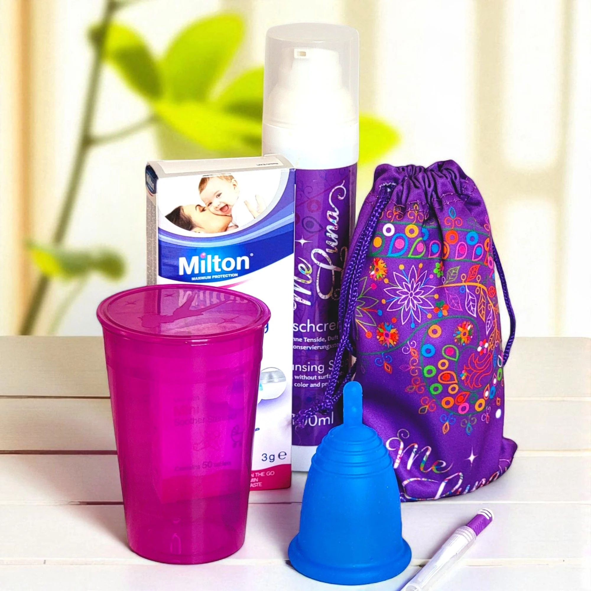 Menstrual Cup Beginner Kit by MeLuna- with Milton Tabs -  BLUE Cup - Image 2