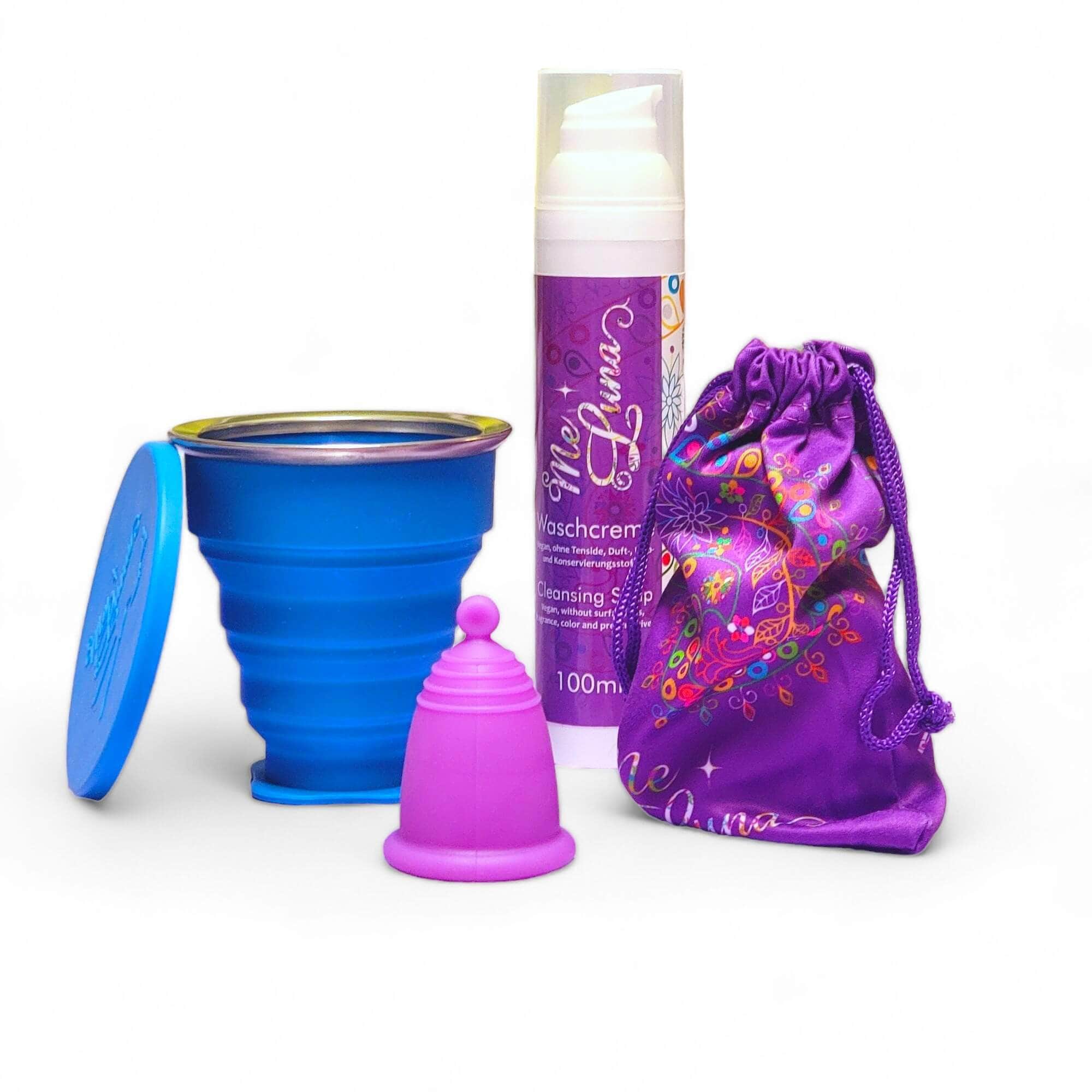 Menstrual Cup Starter Kit by MeLuna- Microwave Sterilizer PURPLE Cup