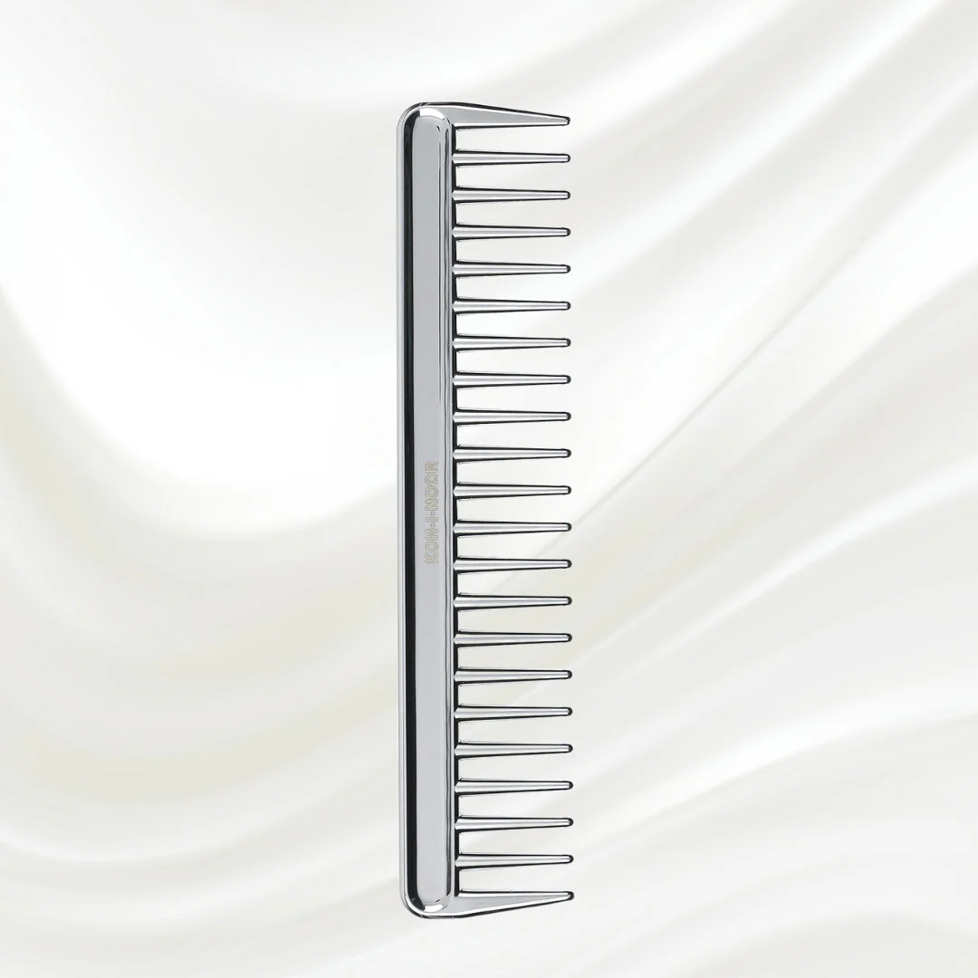 Metallic Wide Tooth Comb - Chrome & Gold Plated for Wet Hair Detangling - Image 5