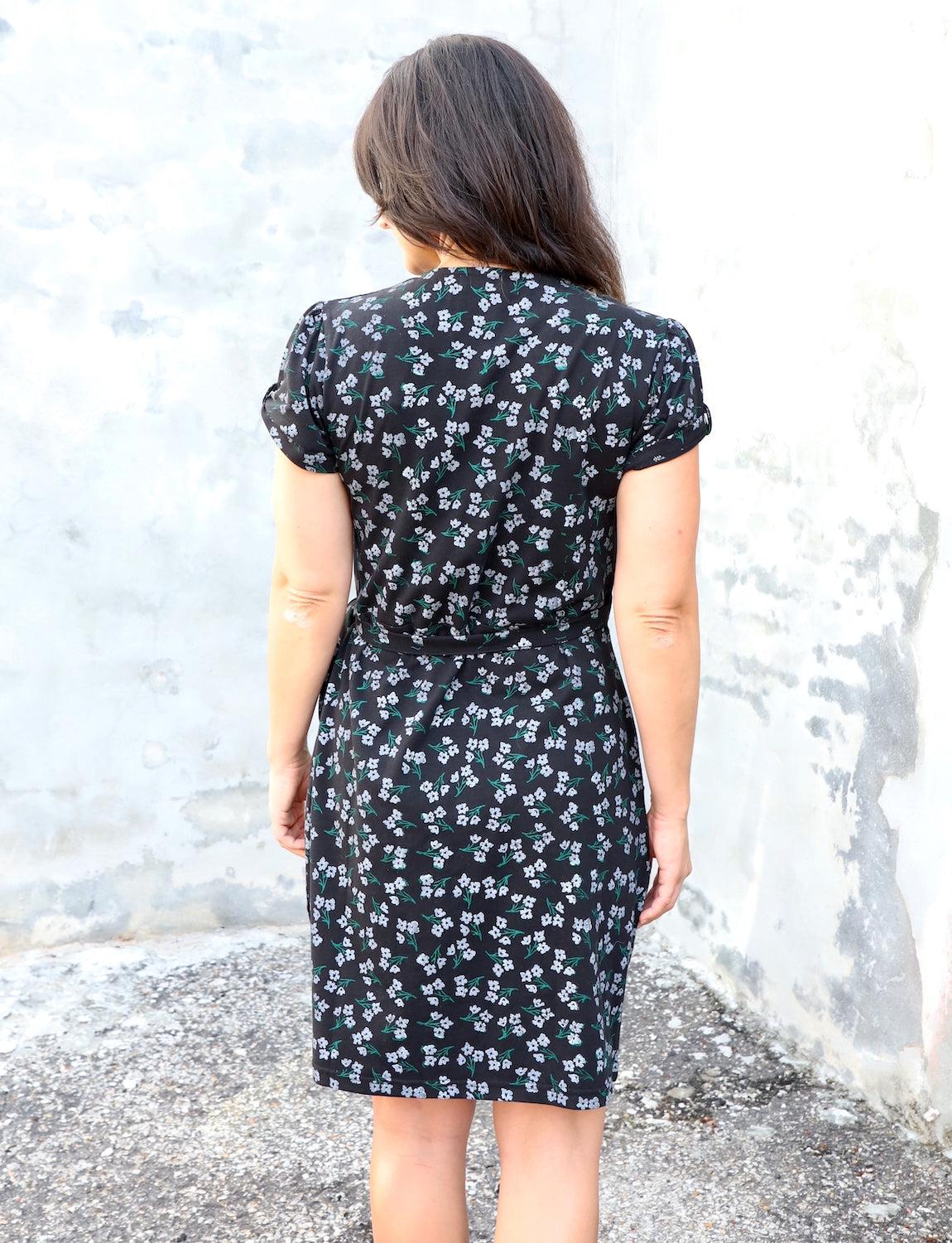 Midnight Blooms Organic Wrap Dress - Image 4