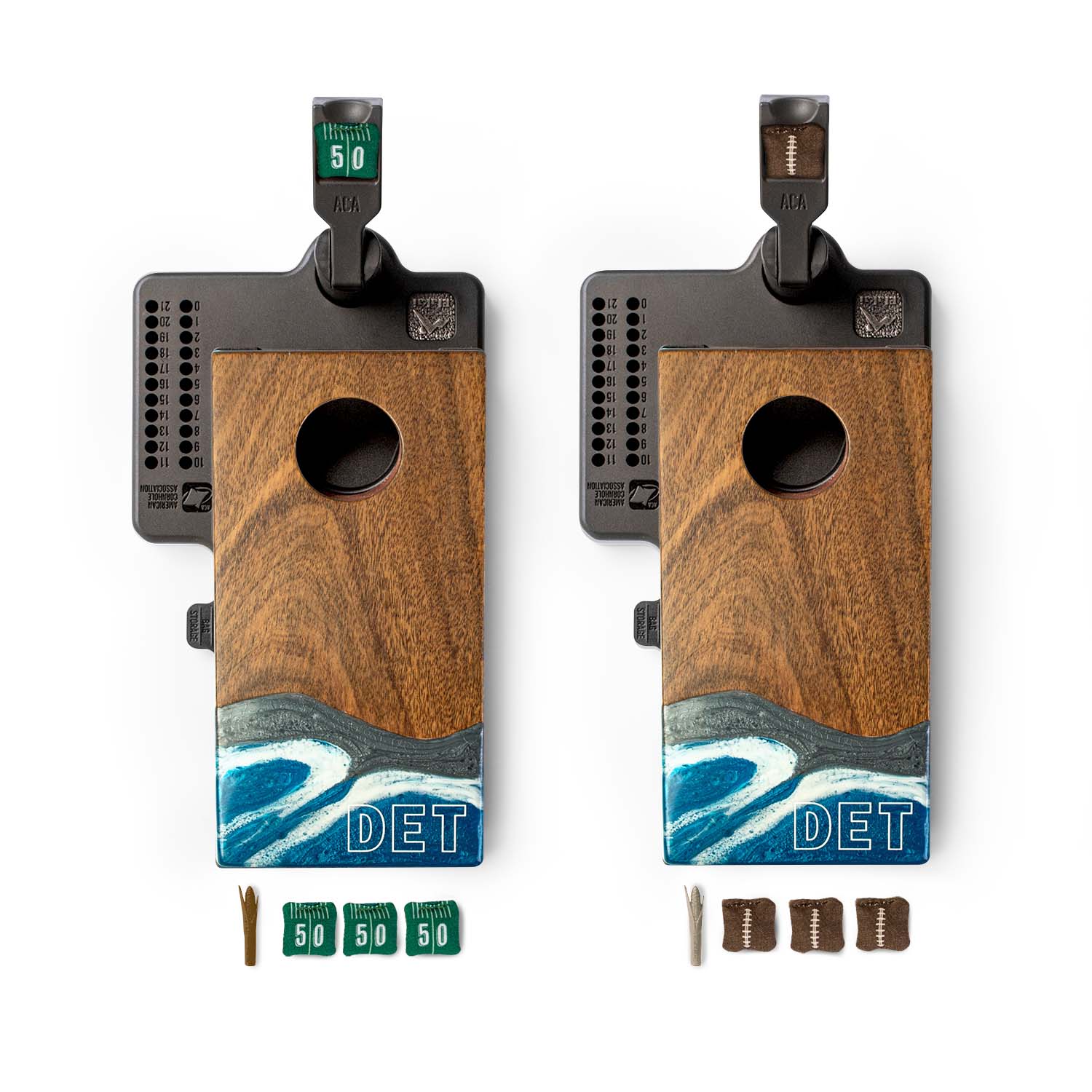 Mini Tabletop Resin & Wood Cornhole Set | Gameday Collection - Image 7