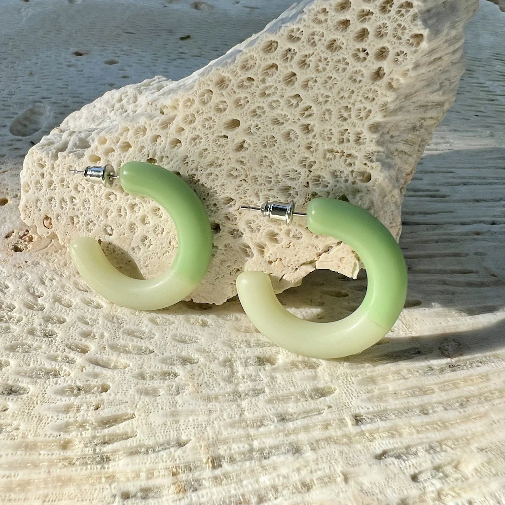 Mint Green Ombre Hoop Earrings - Image 2