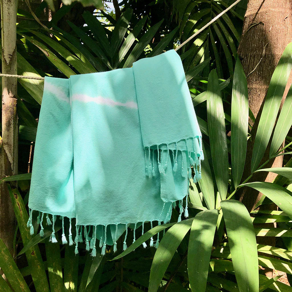 Mint Tie Dye Turkish Beach Towel - Image 2