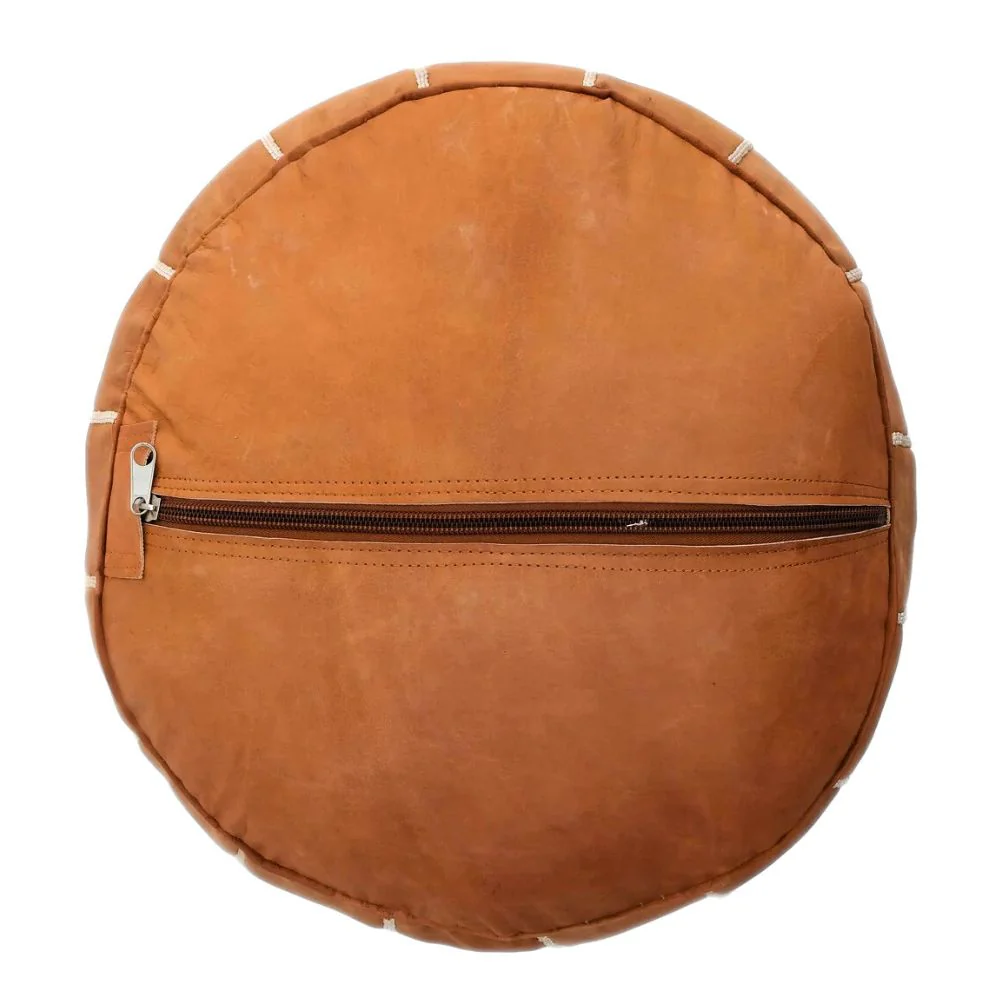 Moroccan Leather Pouf - Image 5