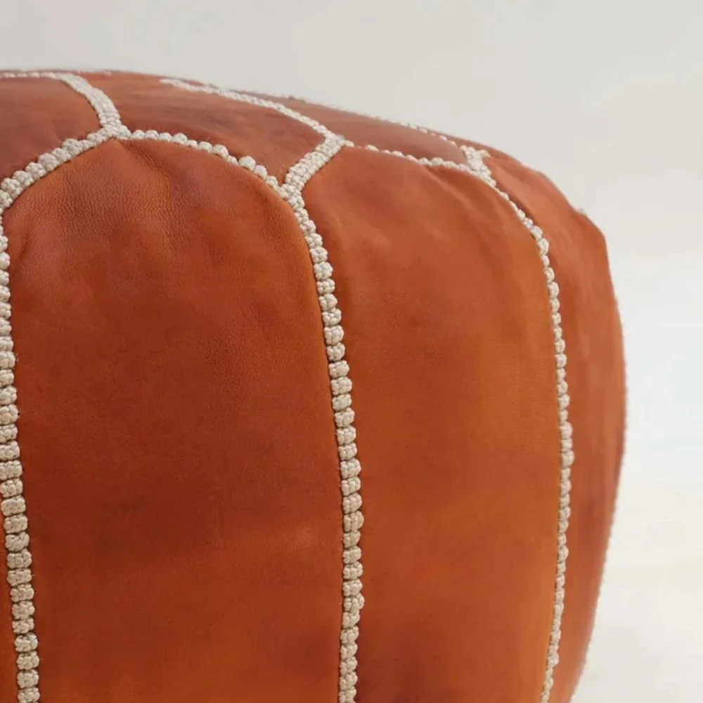 Moroccan Leather Pouf - Image 7