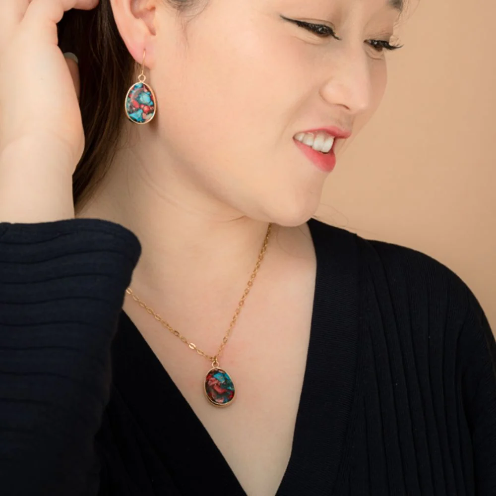 Mosaic Jasper Drop Earrings - Image 2