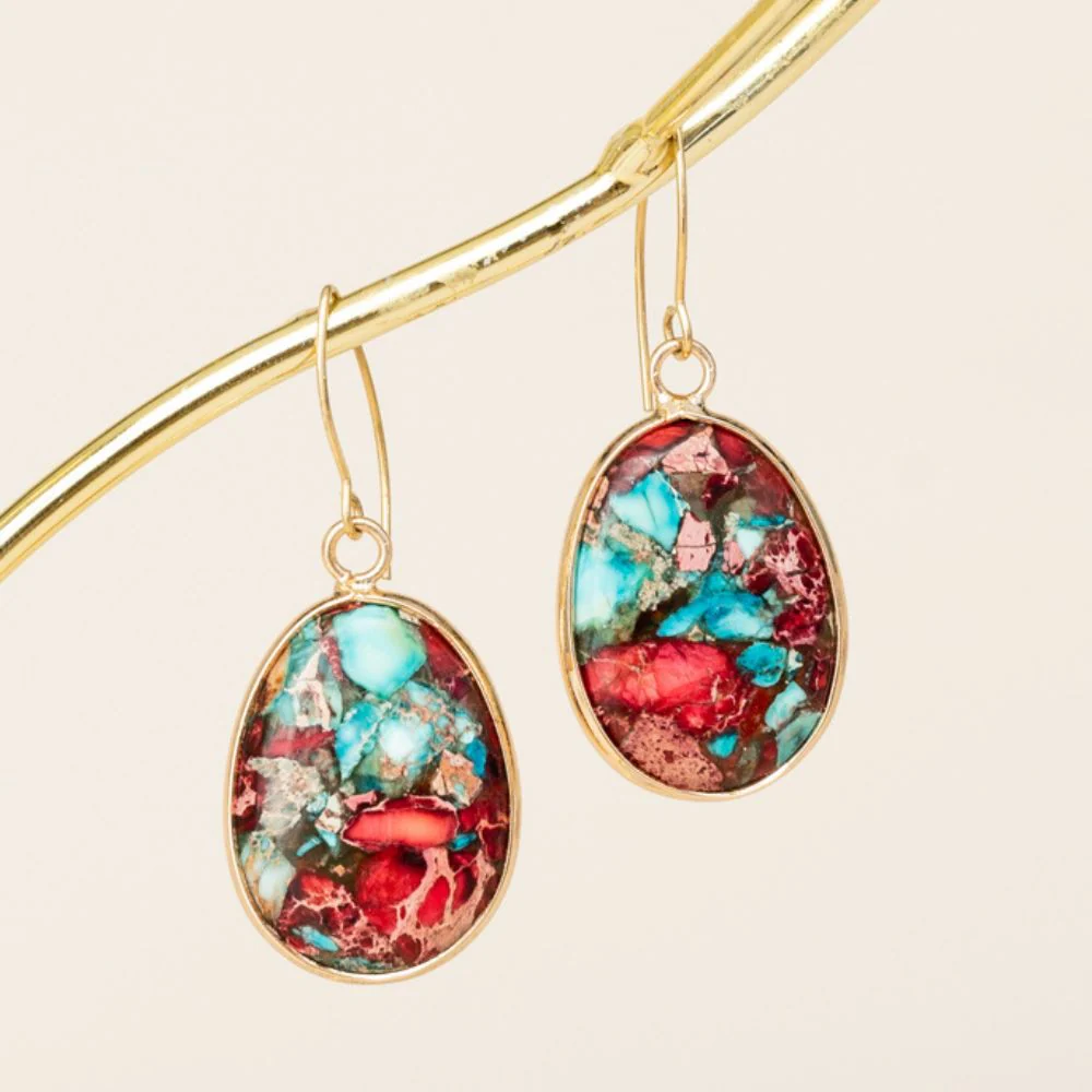 Mosaic Jasper Drop Earrings - Image 4