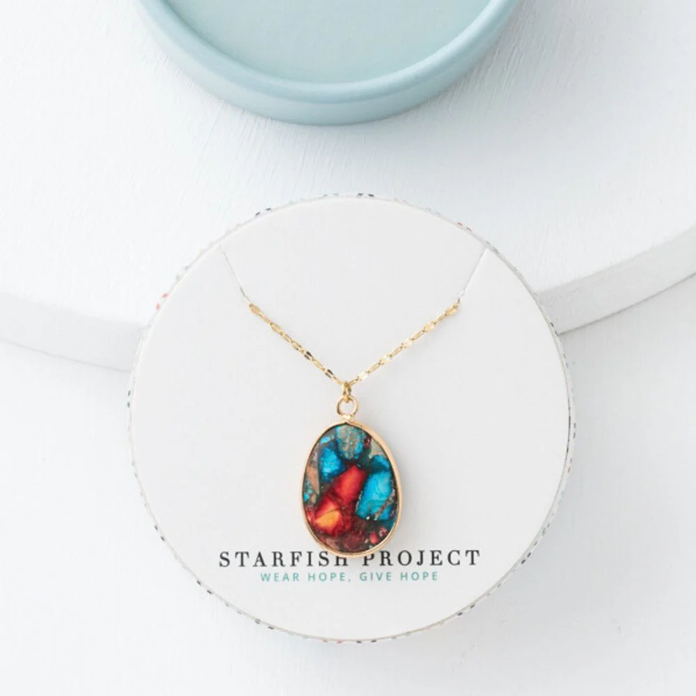 Mosaic Jasper Pendant Necklace - Image 3