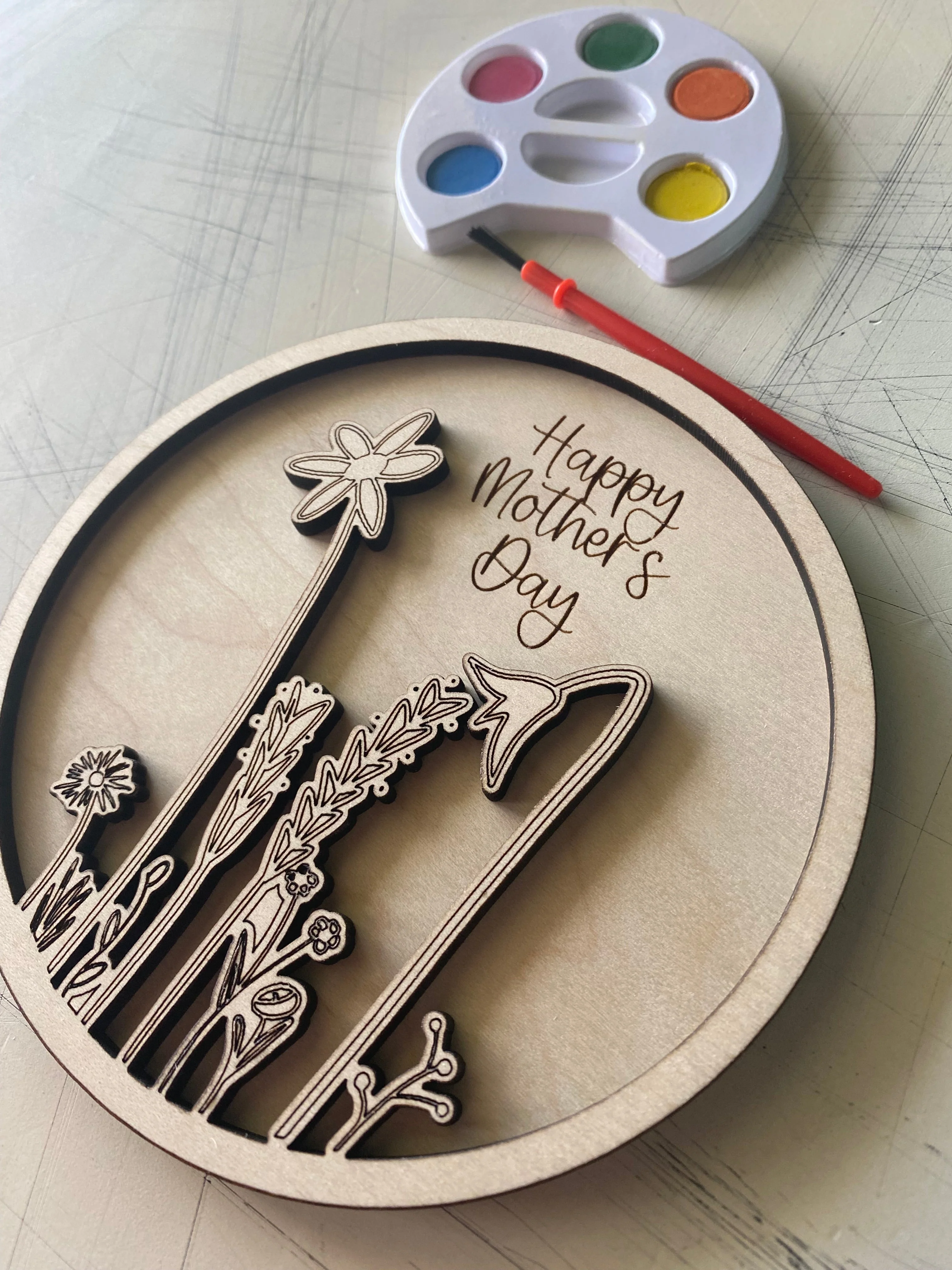 Mother's Day Wildflowers Craft Kit - Wood Canvas + Watercolor - Image 2
