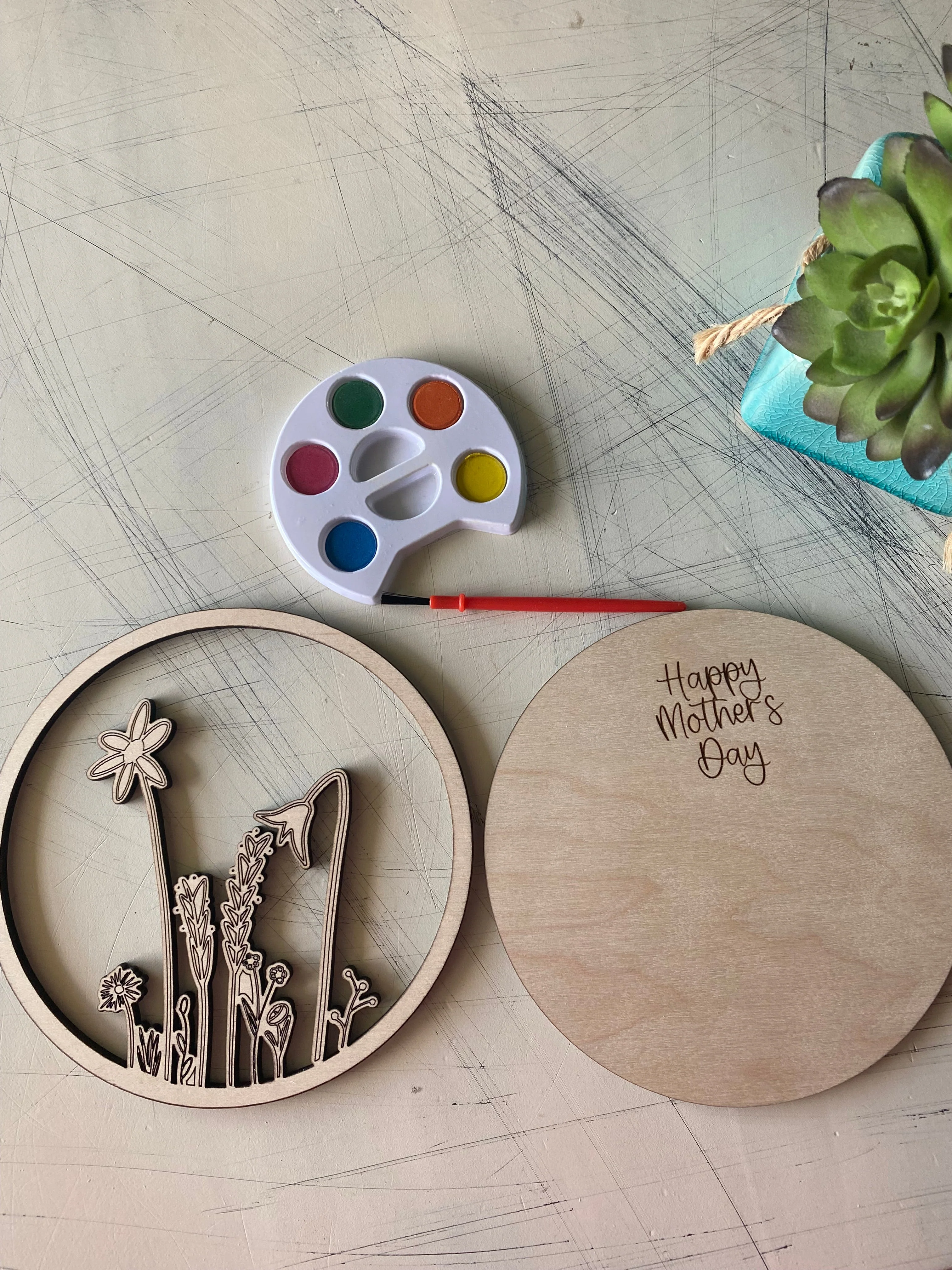 Mother's Day Wildflowers Craft Kit - Wood Canvas + Watercolor - Image 3