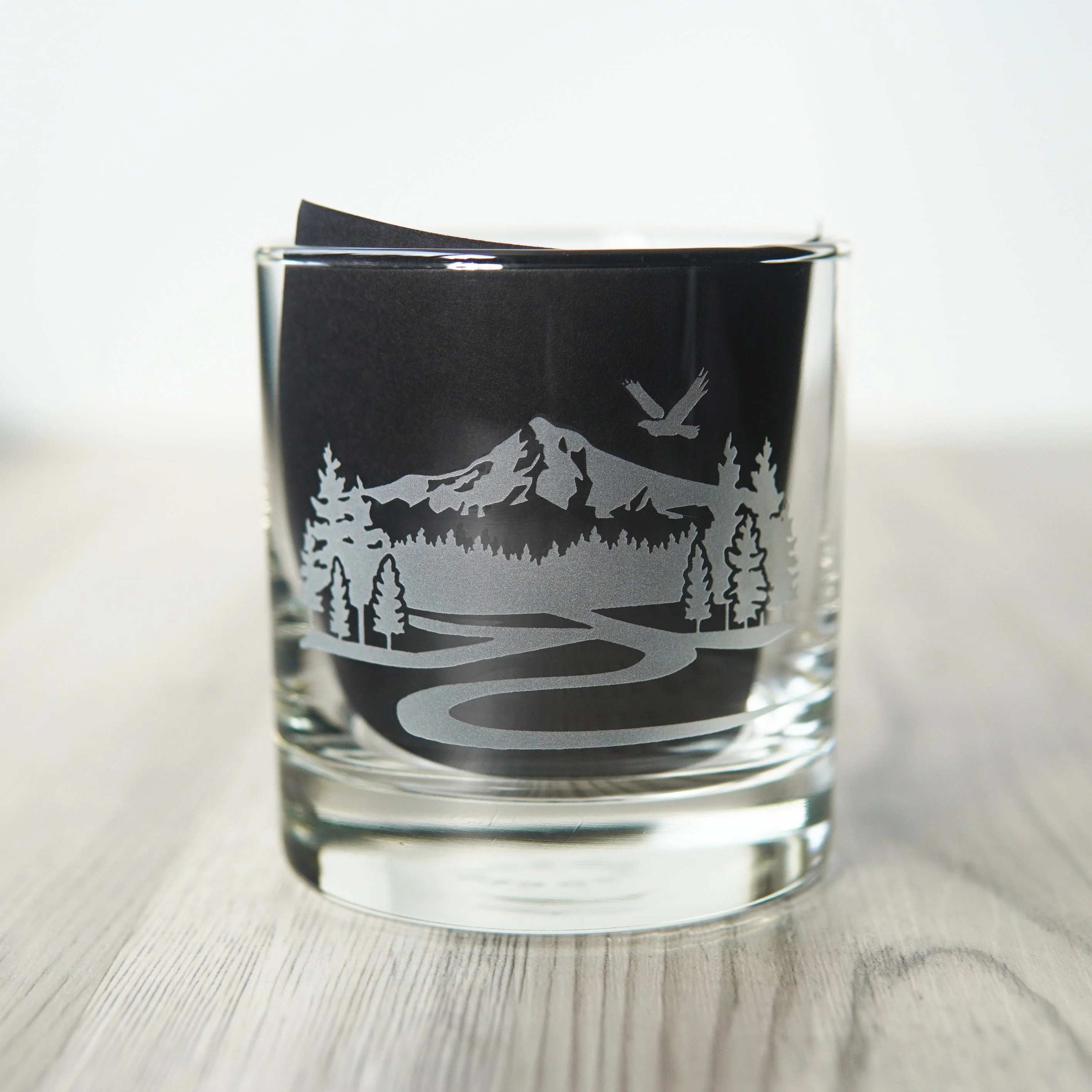 Mountain Lowball Cocktail Glass - etched barware - Image 3