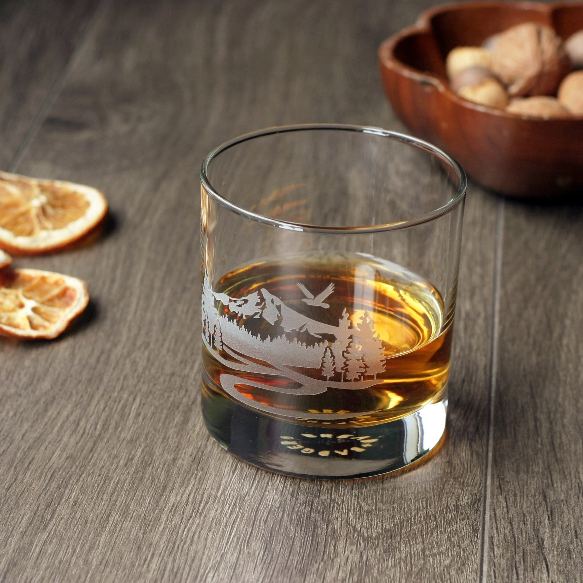 Mountain Lowball Cocktail Glass - etched barware - Image 4