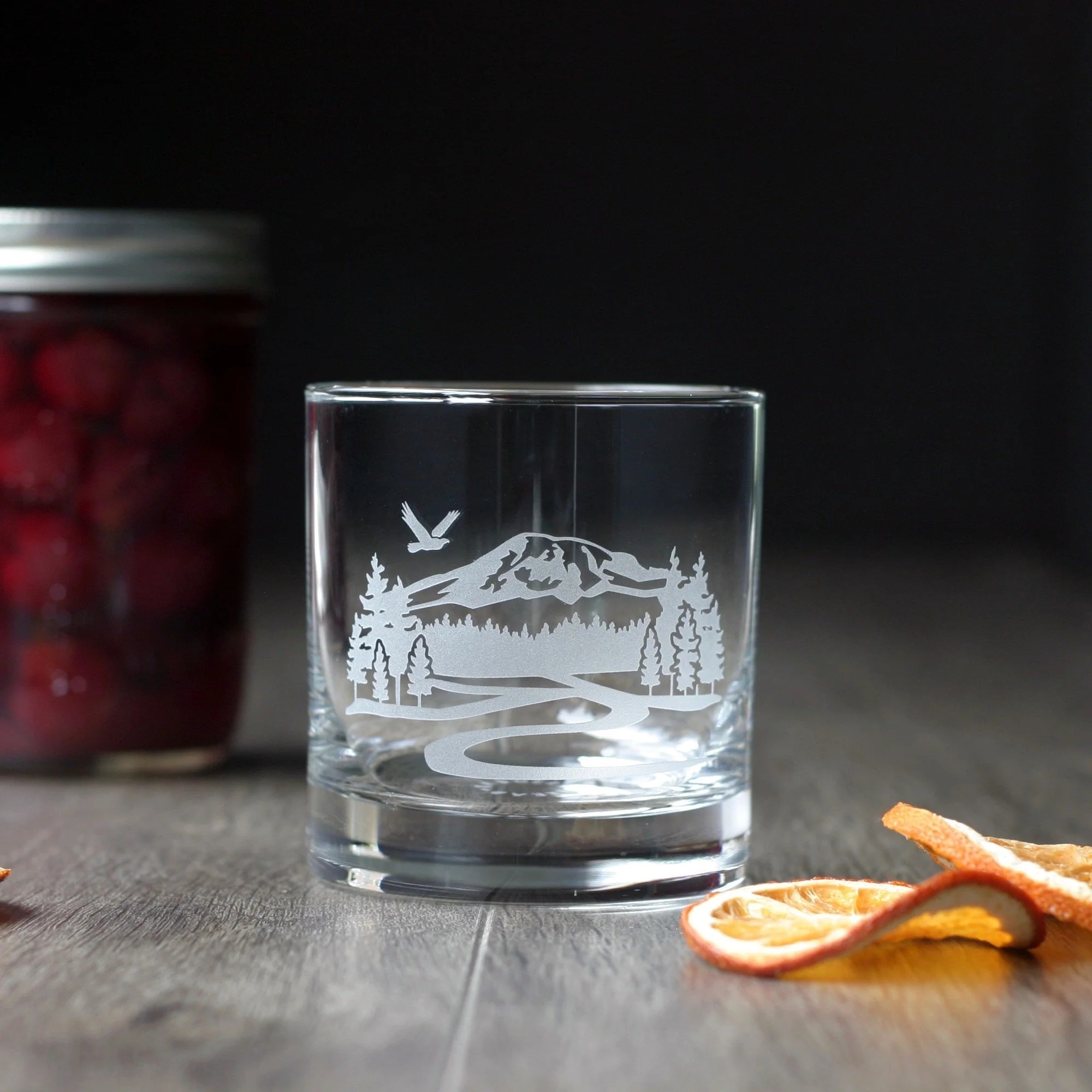 Mountain Lowball Cocktail Glass - etched barware - Image 6
