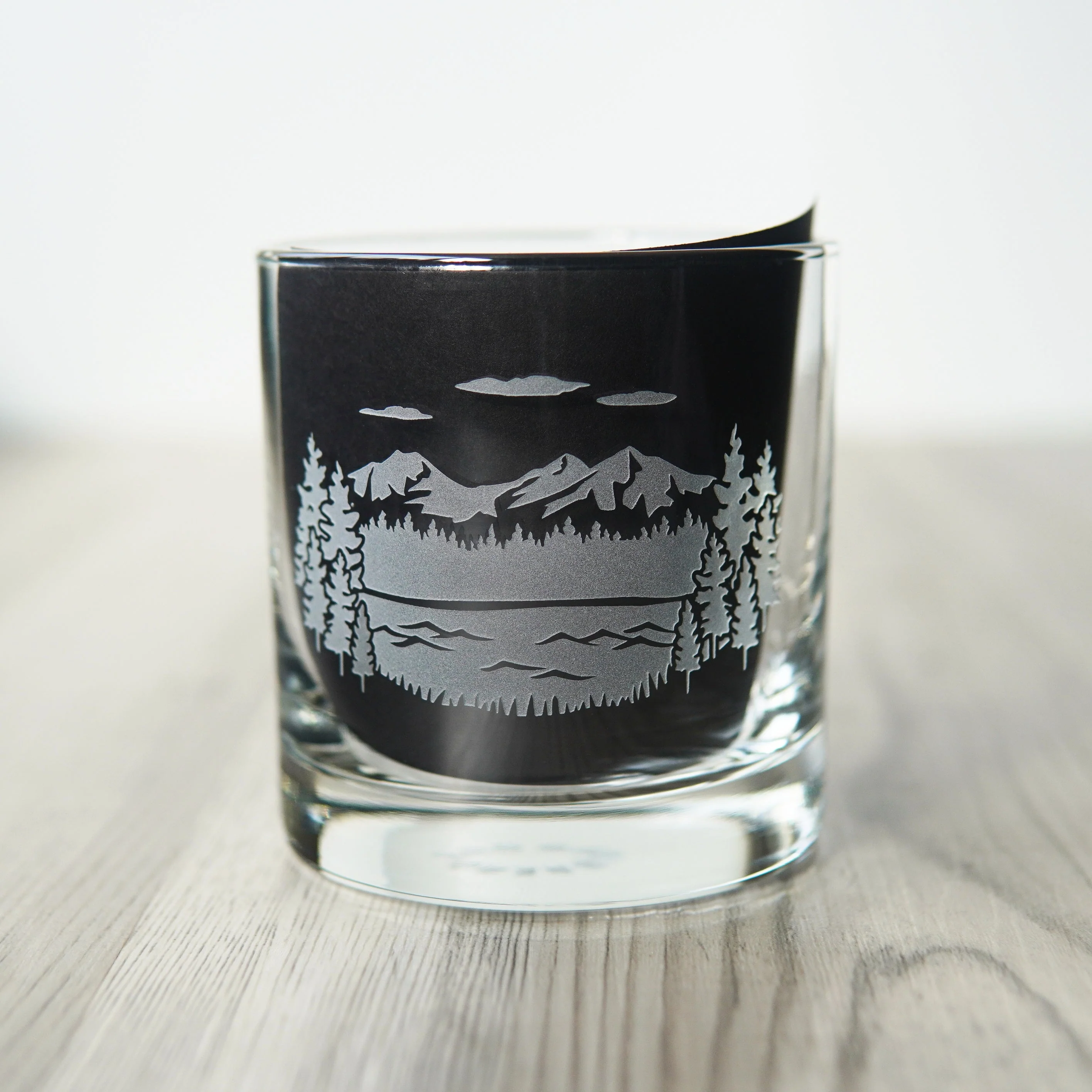 Mountain Lowball Cocktail Glass - etched barware - Image 7