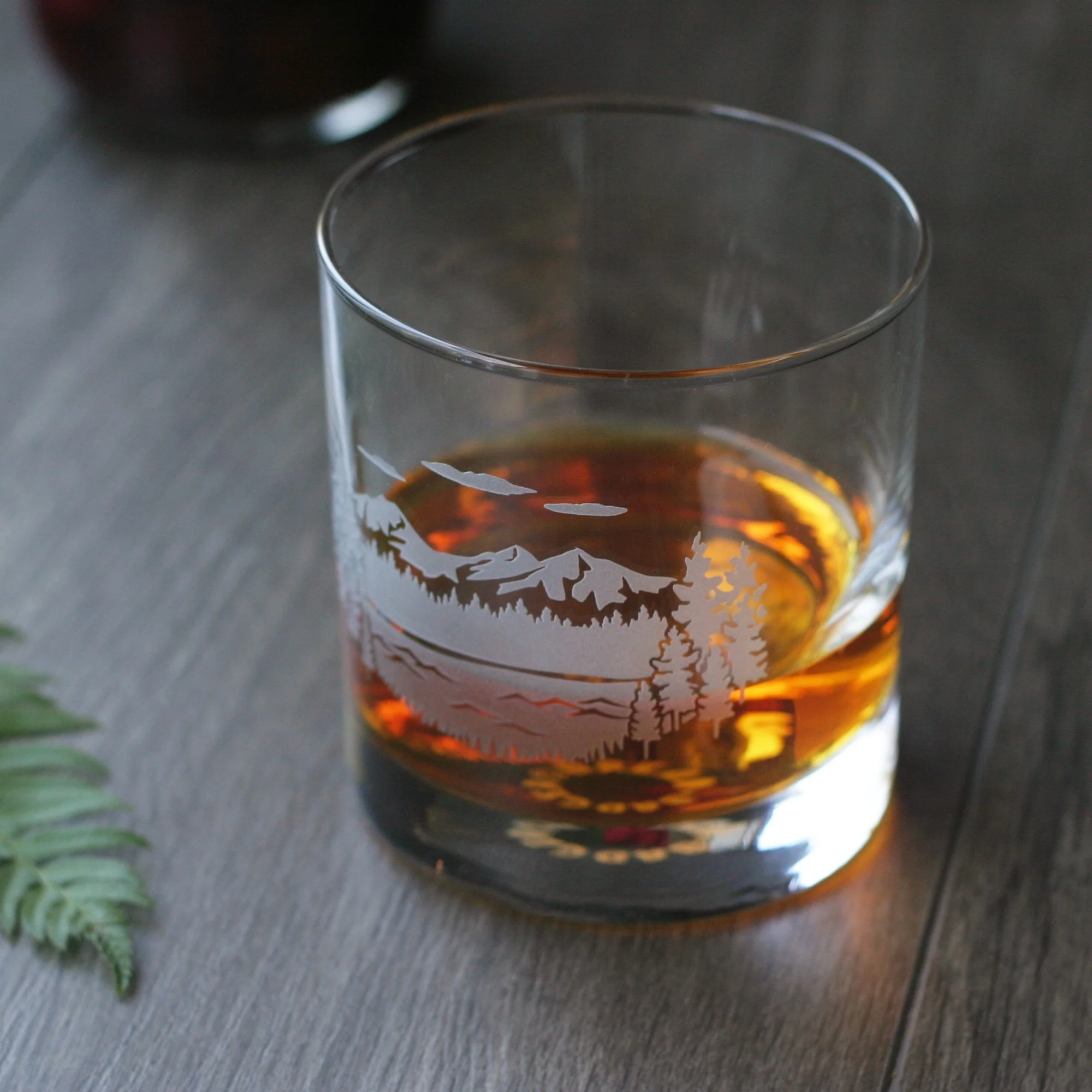 Mountain Lowball Cocktail Glass - etched barware - Image 8
