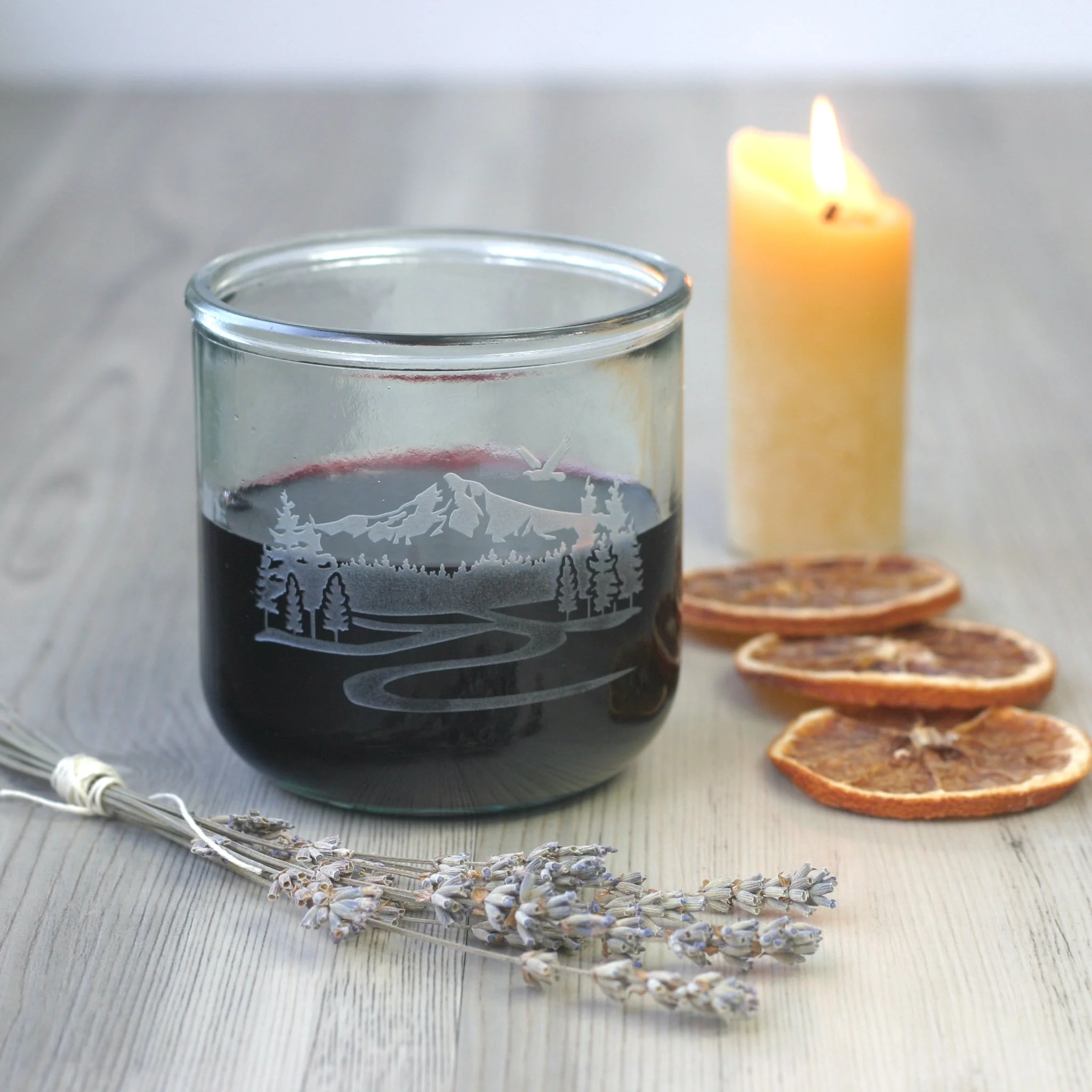 Mountain Rustic Recycled Glass Candle Cup - Image 6