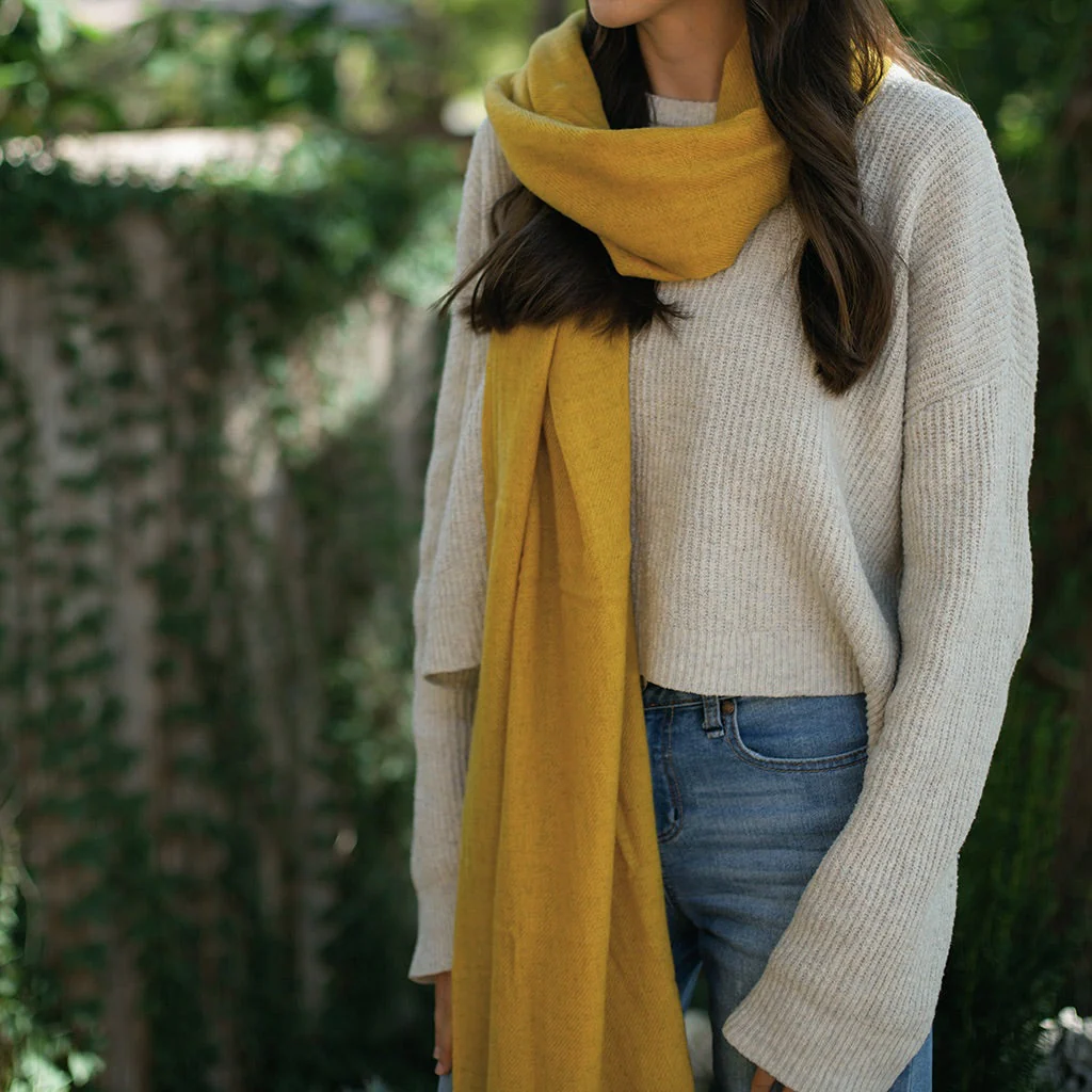 Mustard Handloom Cashmere Scarf - Image 2